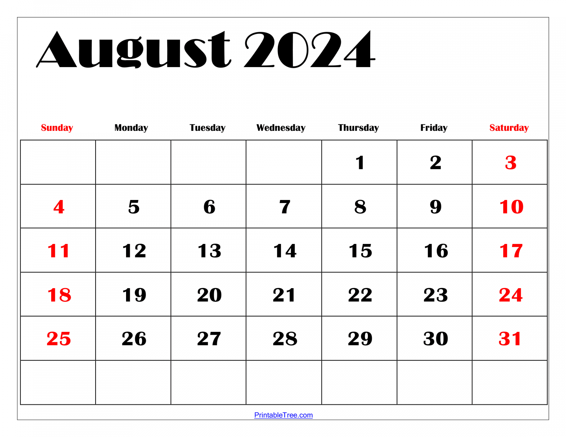 August  Calendar Printable PDF Templates Free Download