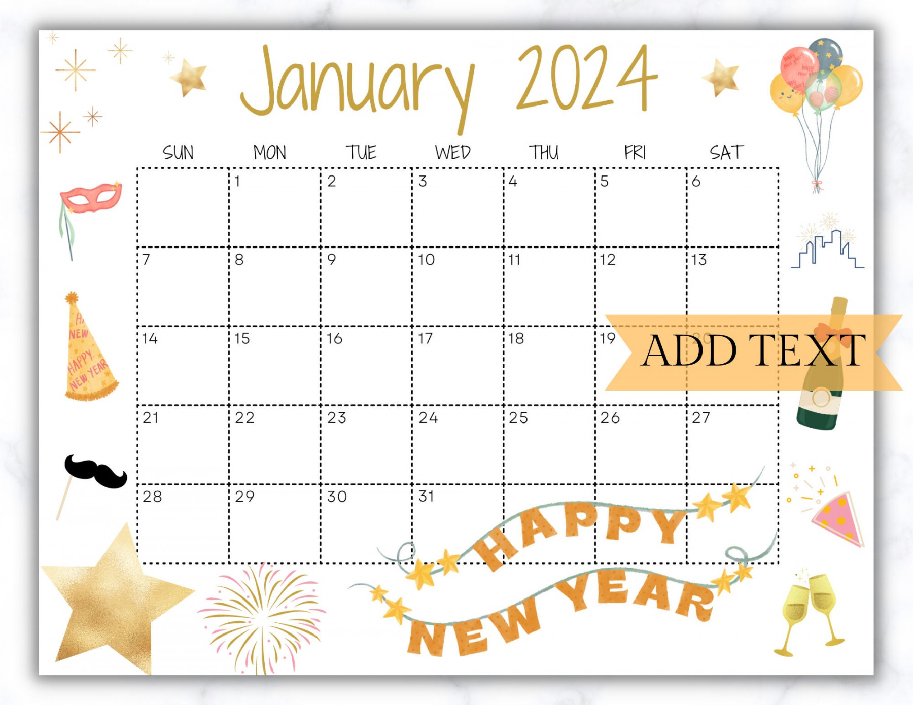 Buy Editable January Calendar  Printable Wall Calendar