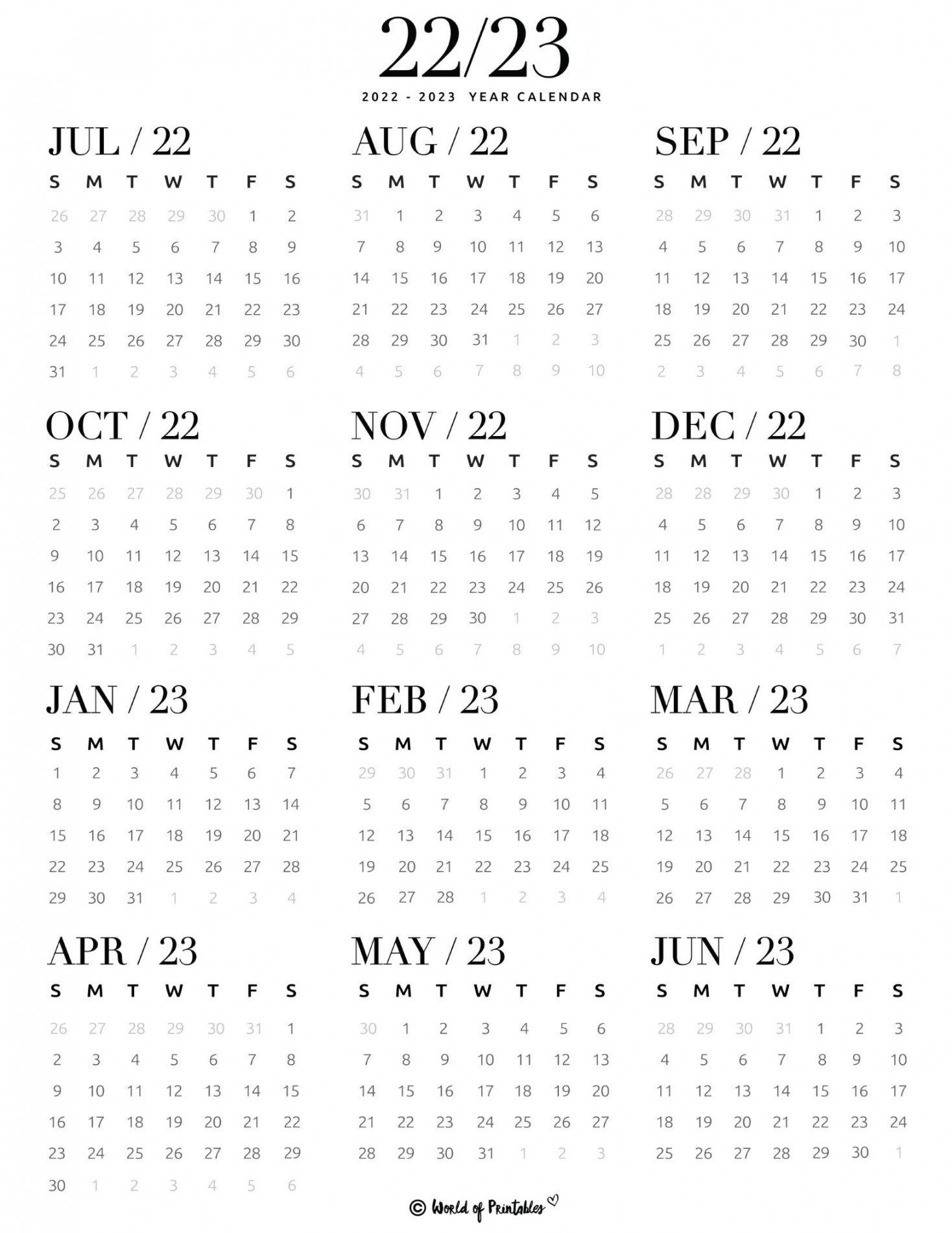 Calendar Free Printables - World of Printables