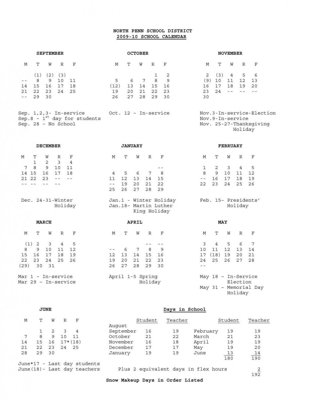 - Calendar Revised