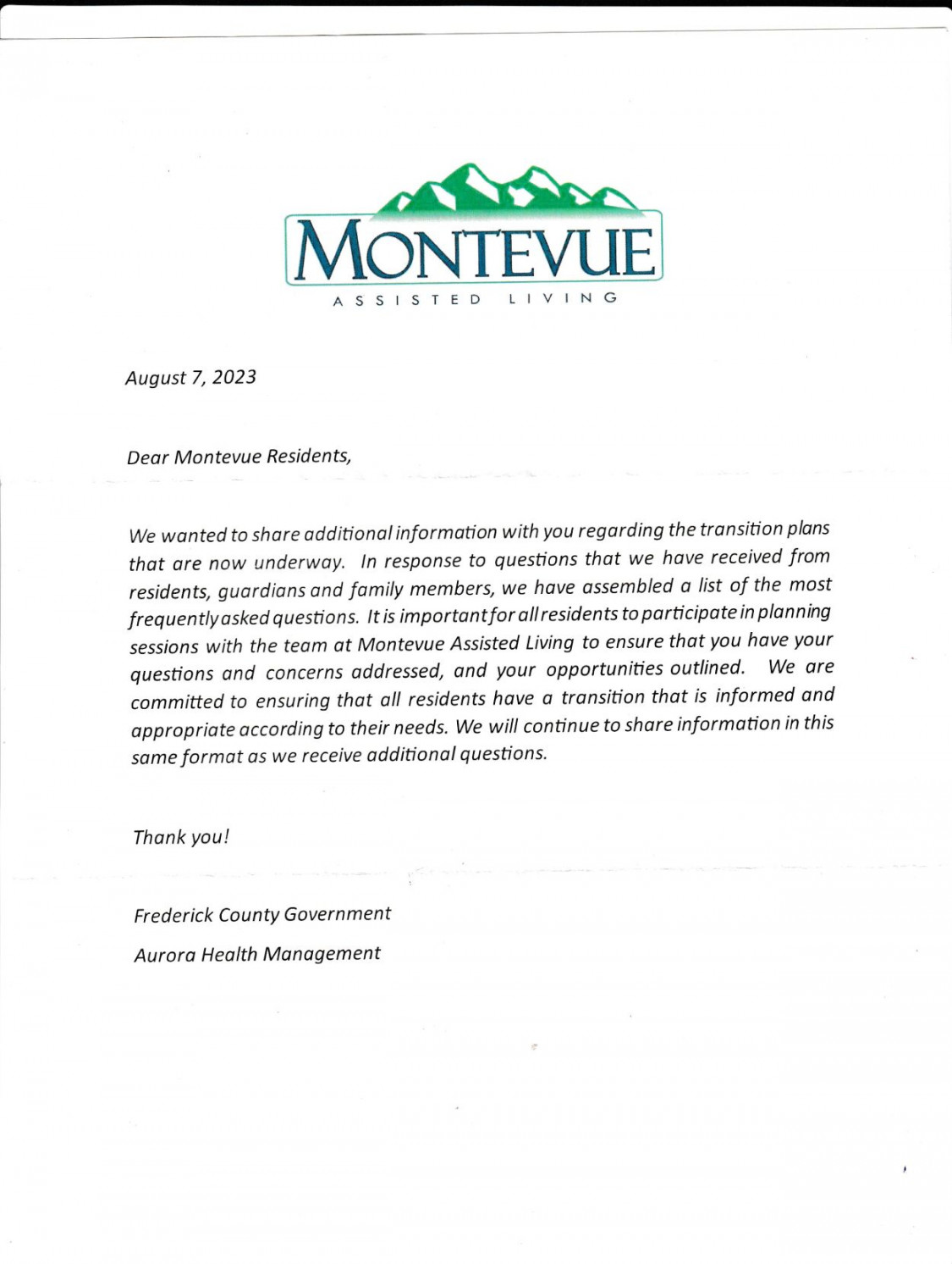 Current residents will have to leave Montevue Assisted Living next