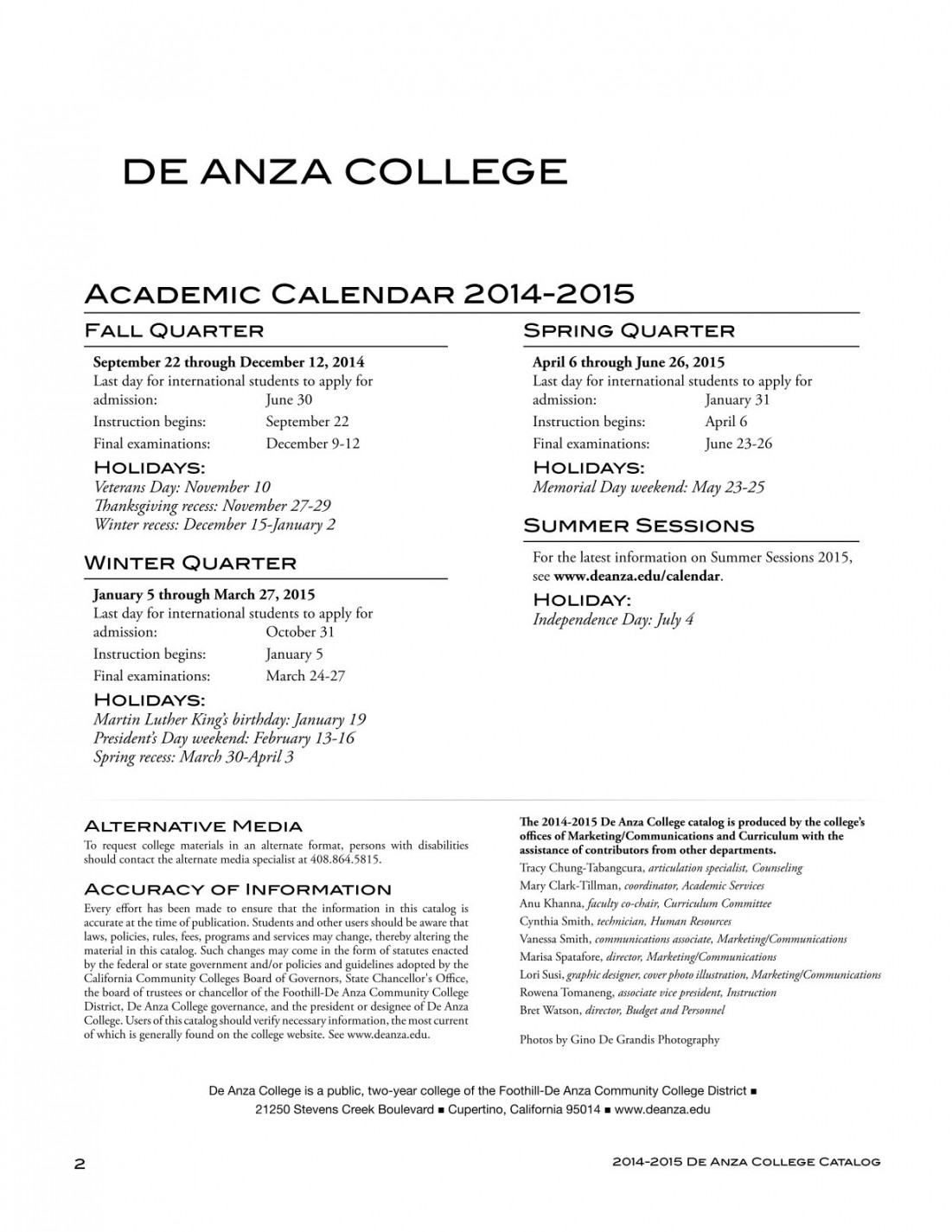 De Anza College Catalog -