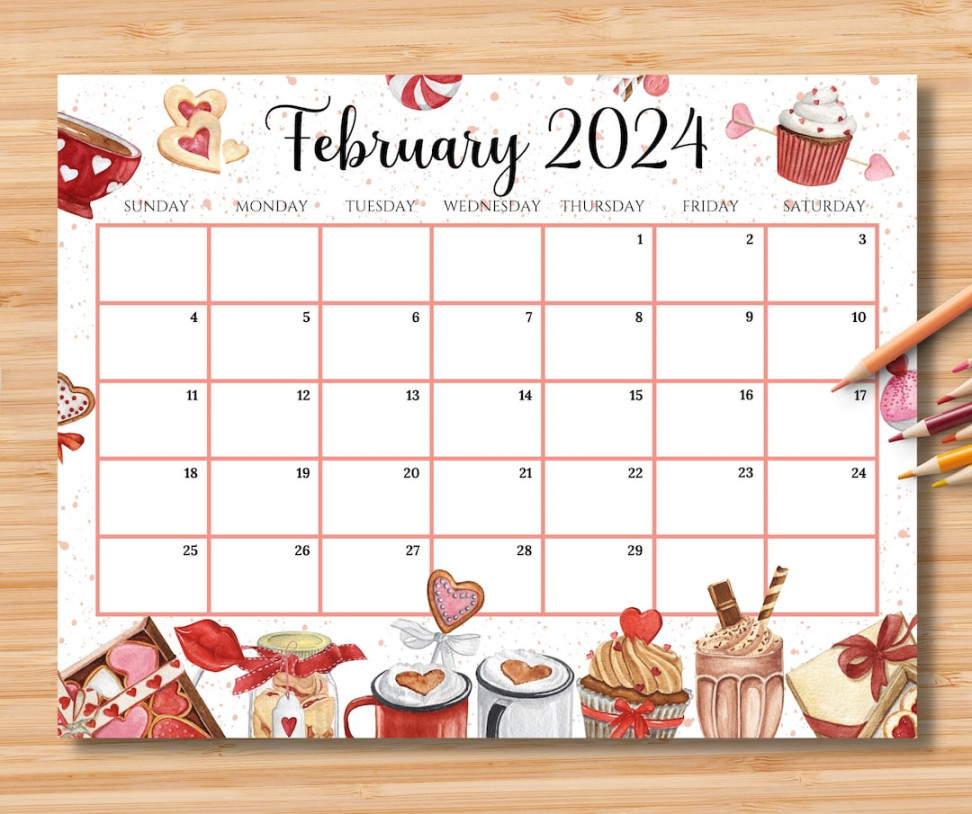 EDITABLE February  Calendar Happy Valentine With Sweet - Etsy