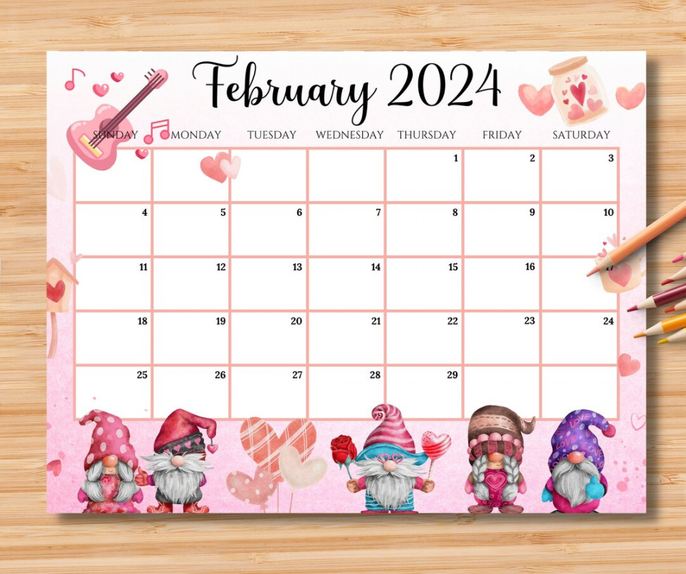 EDITABLE February  Calendar Sweet Valentine With Love - Etsy