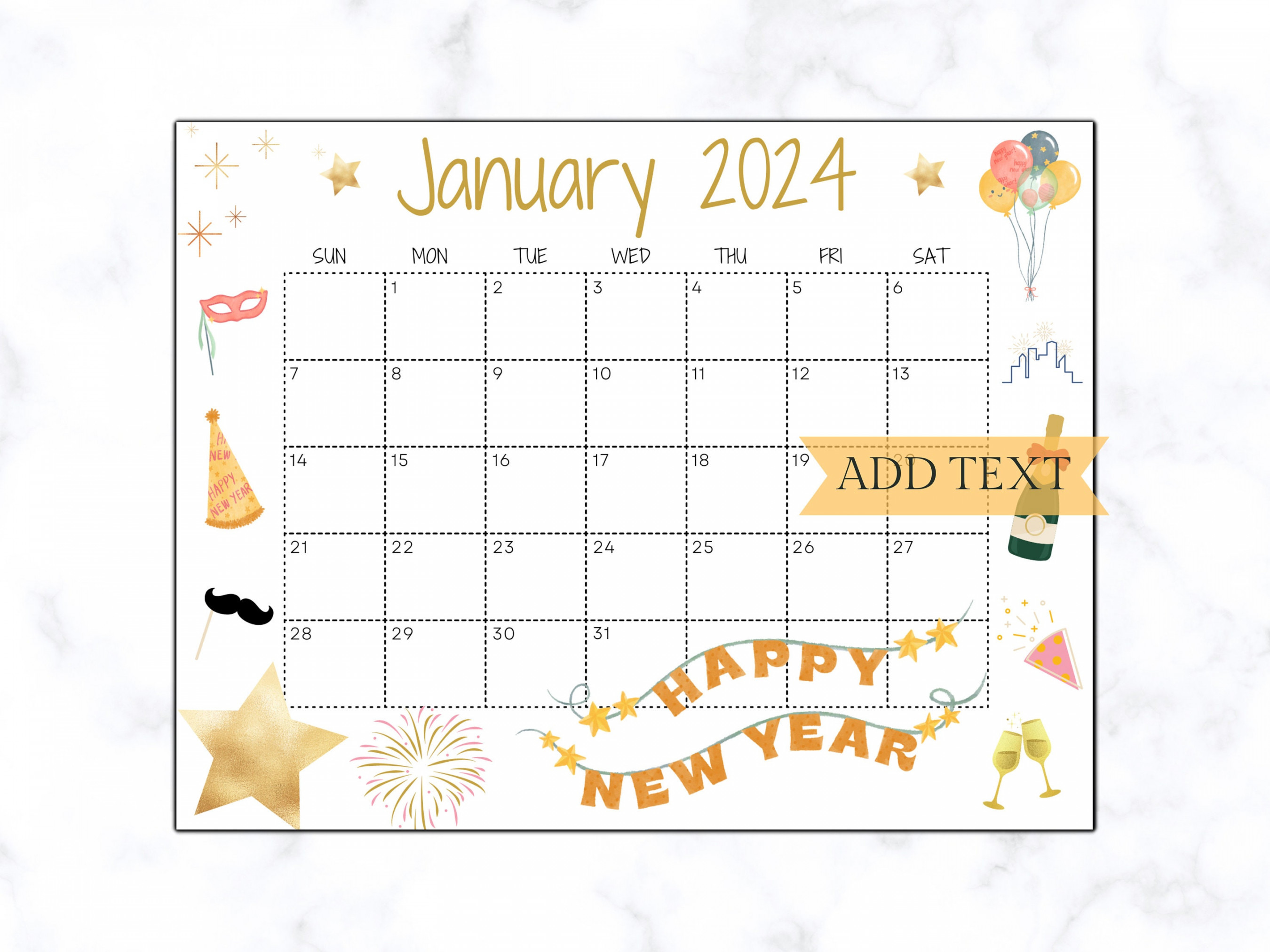 Editable January Calendar  Printable Wall Calendar  - Etsy