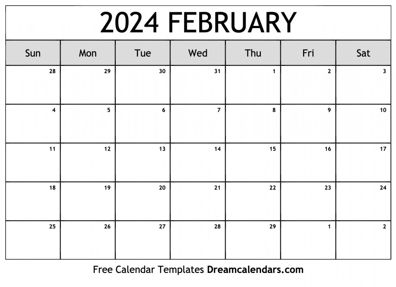 February  calendar  Free blank printable with holidays