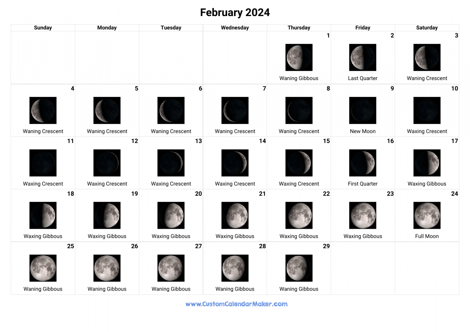 february moon phases calendar