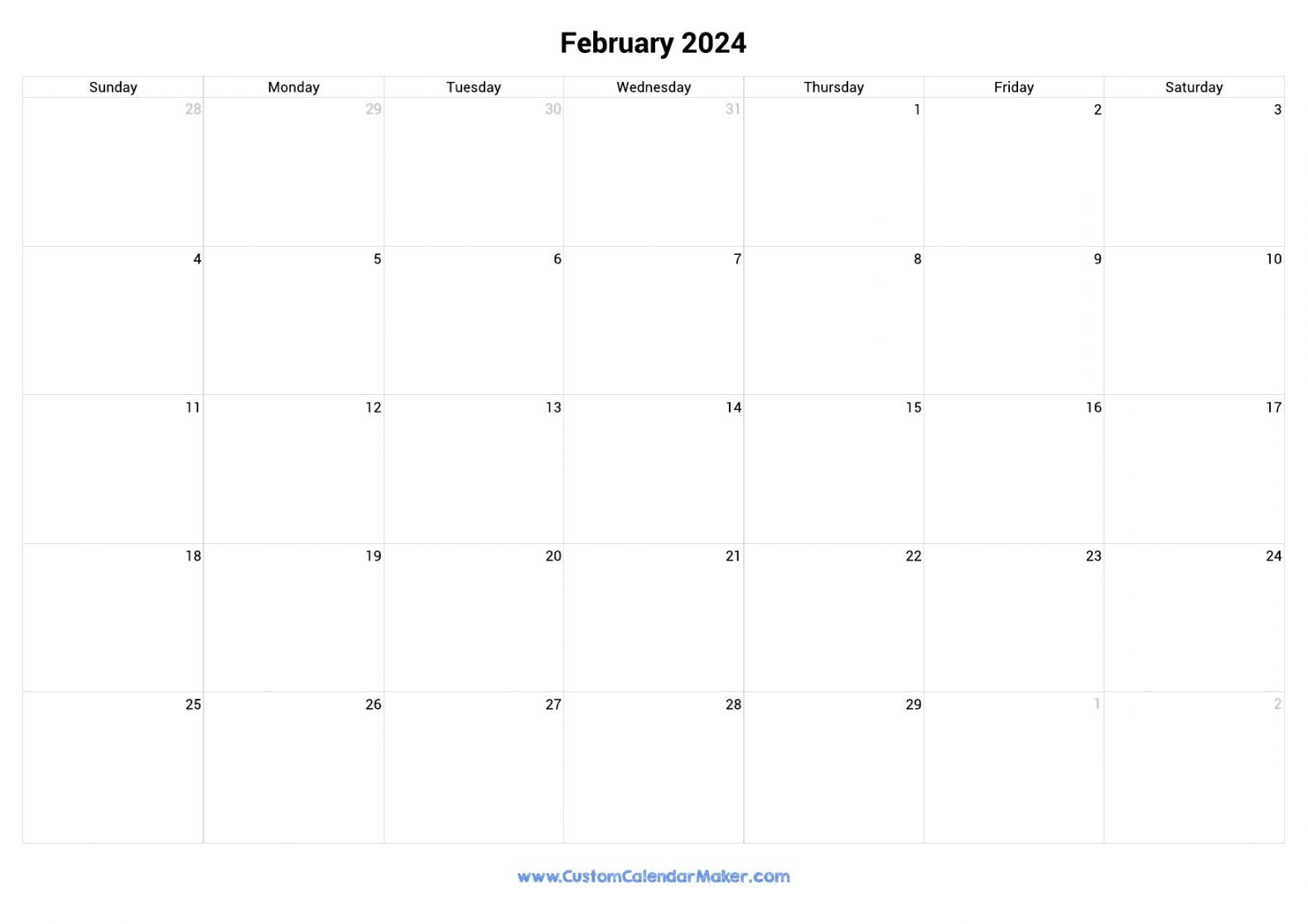 February  Printable Calendar With Canadian Holidays
