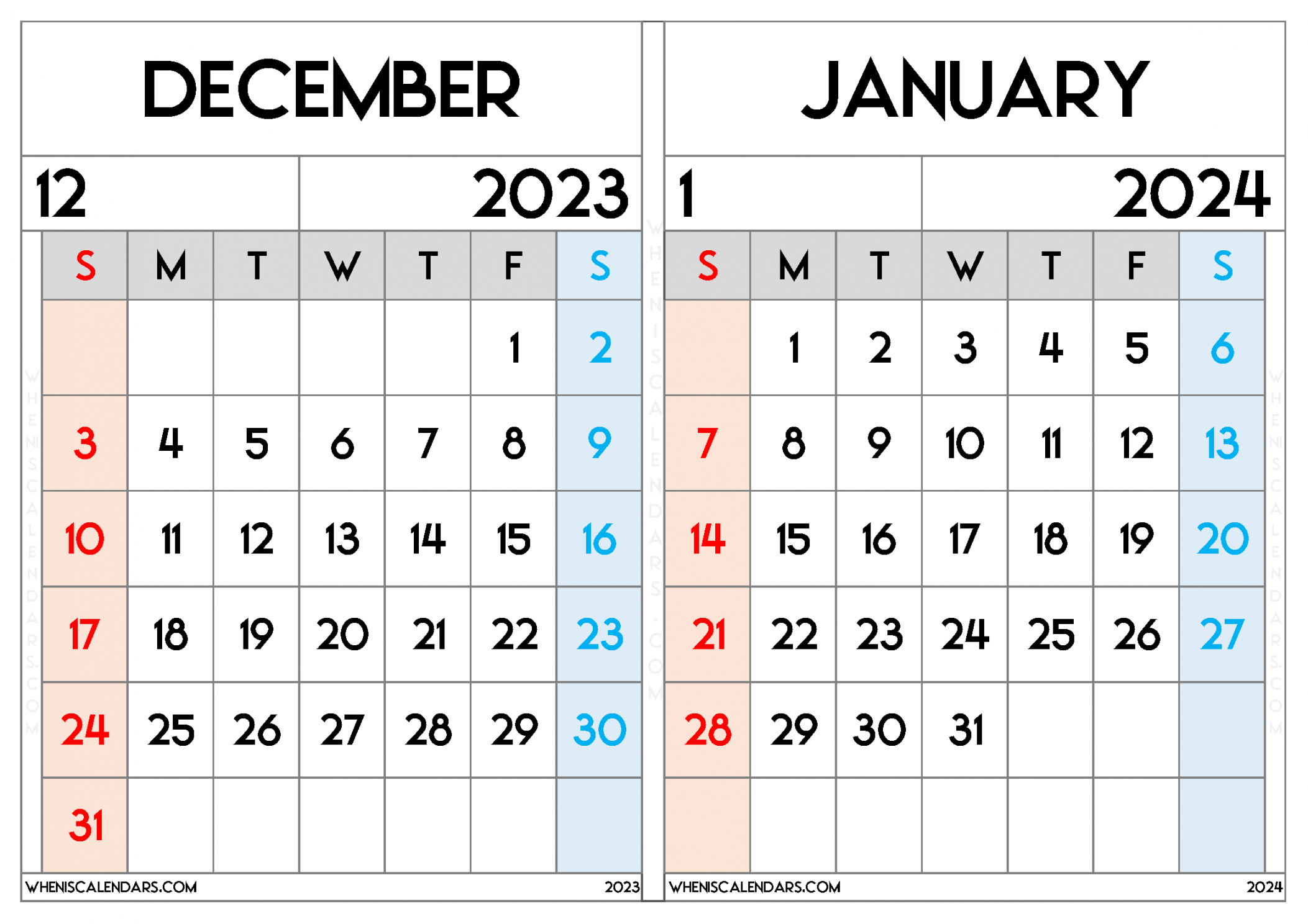 free december january calendar printable two month 0