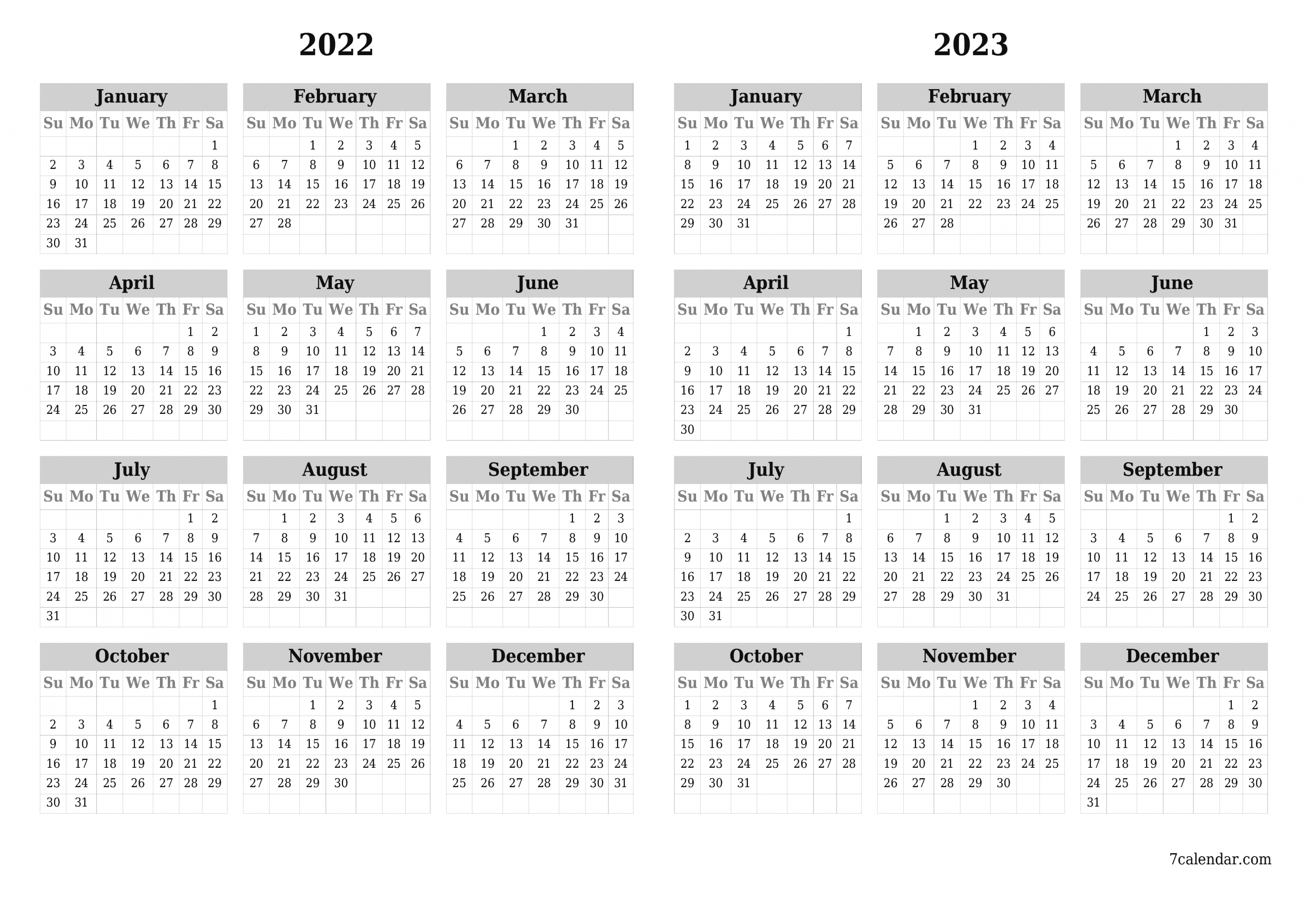 free printable calendars and planners, PDF templates - calendar