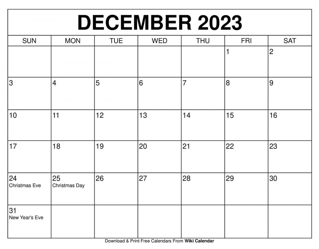 Free Printable December  Calendar Templates With Holidays