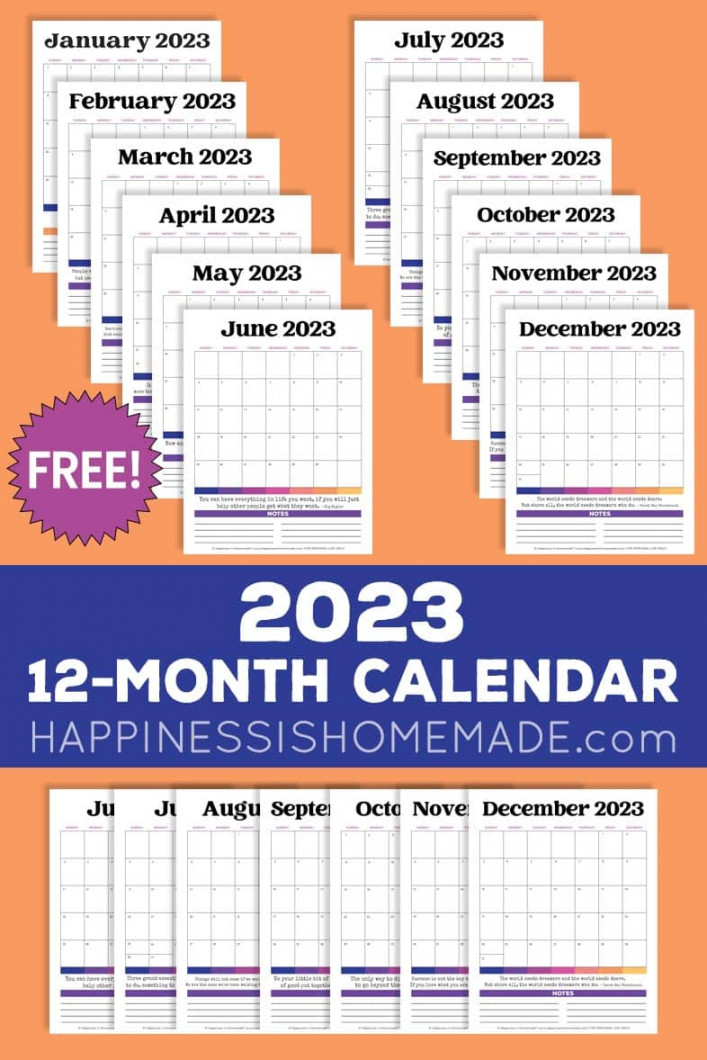 Free Printable Monthly Calendar  - Happiness is Homemade