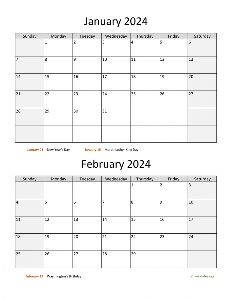 January and February  Calendar  WikiDates
