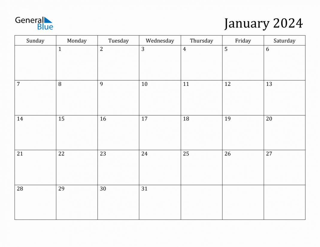 January  Monthly Calendar
