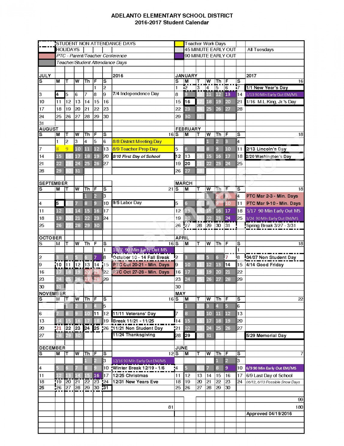 Mesa Linda Middle School Calendars – Victorville, CA