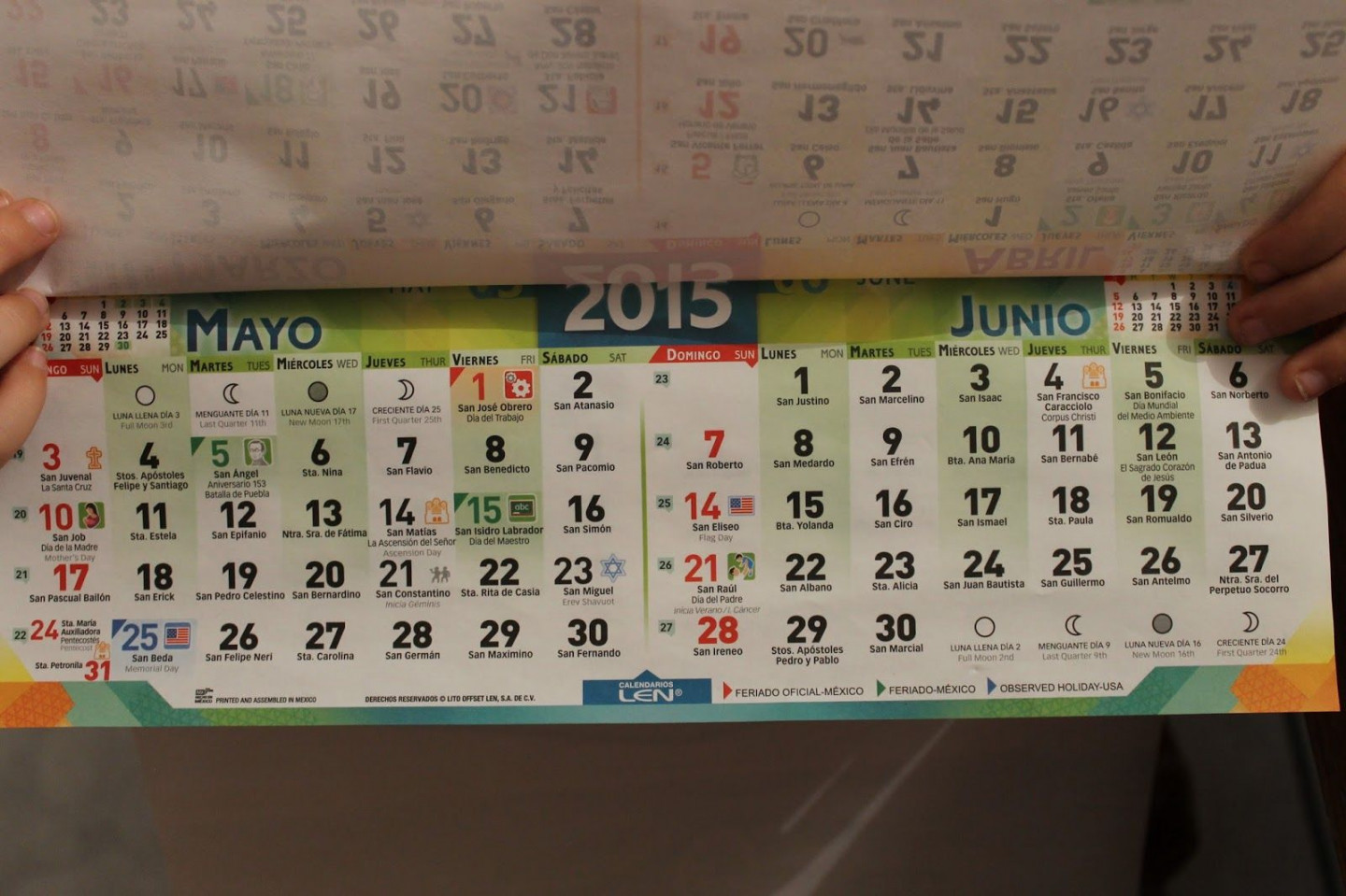 Mexican Calendar With Saints Names  Calendar printables, Calendar