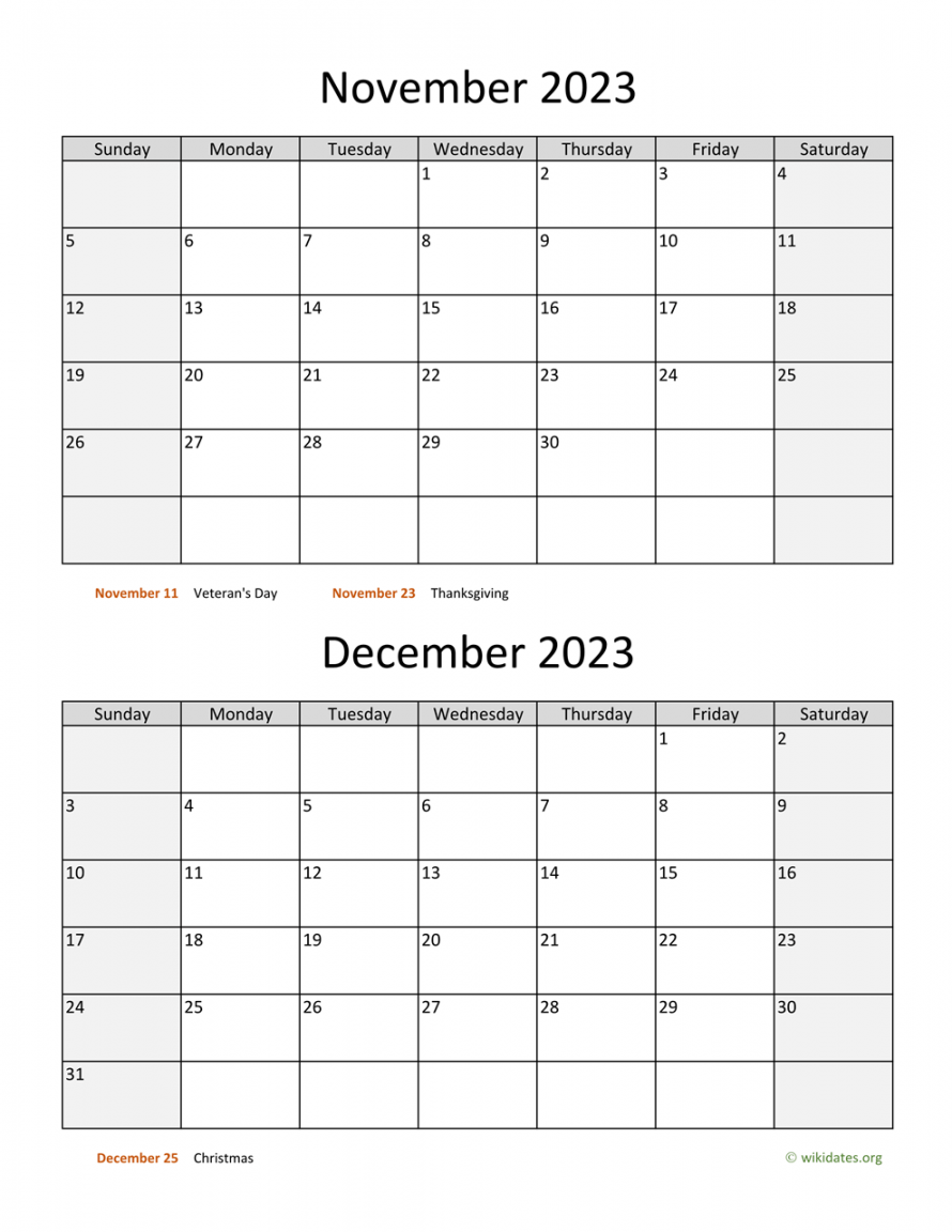 November and December  Calendar  WikiDates