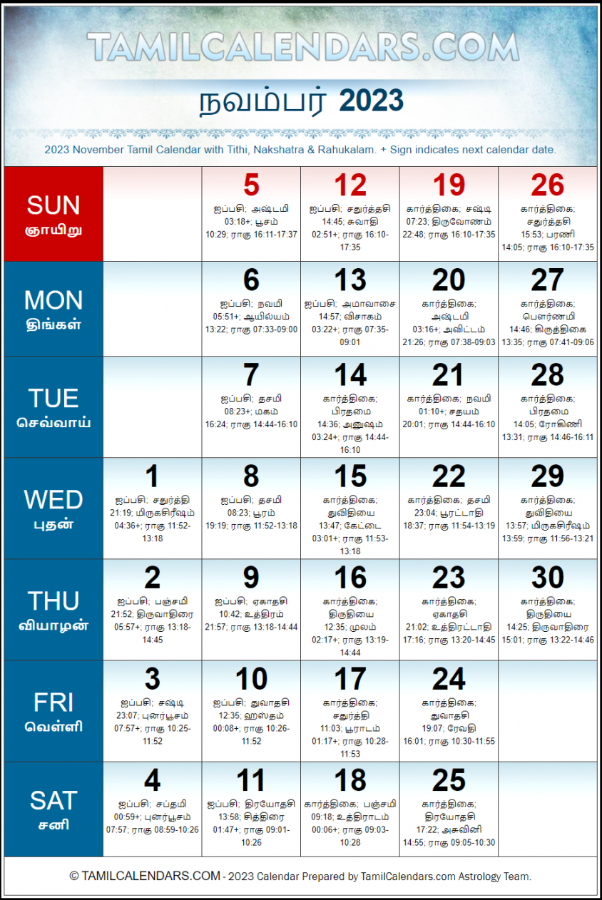 november tamil calendar shobhakrit varusham panchangam