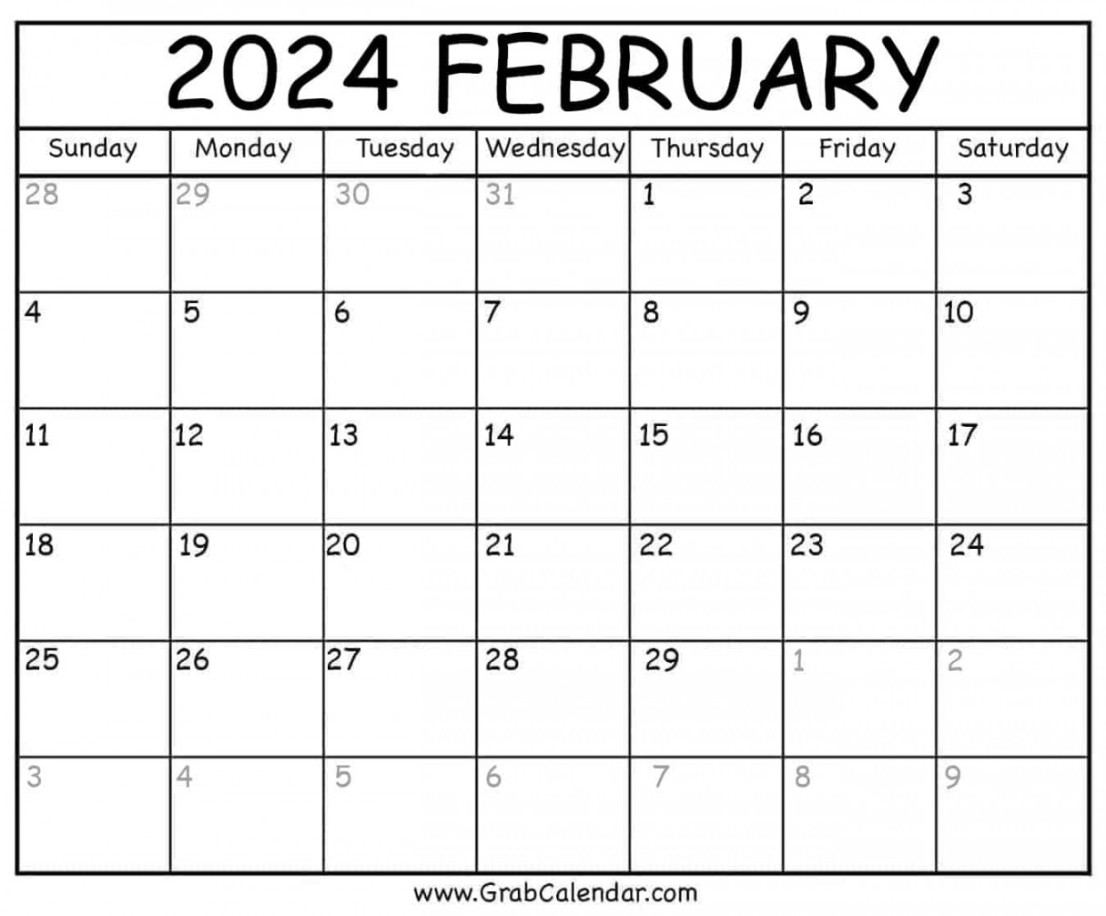 printable february calendar 14