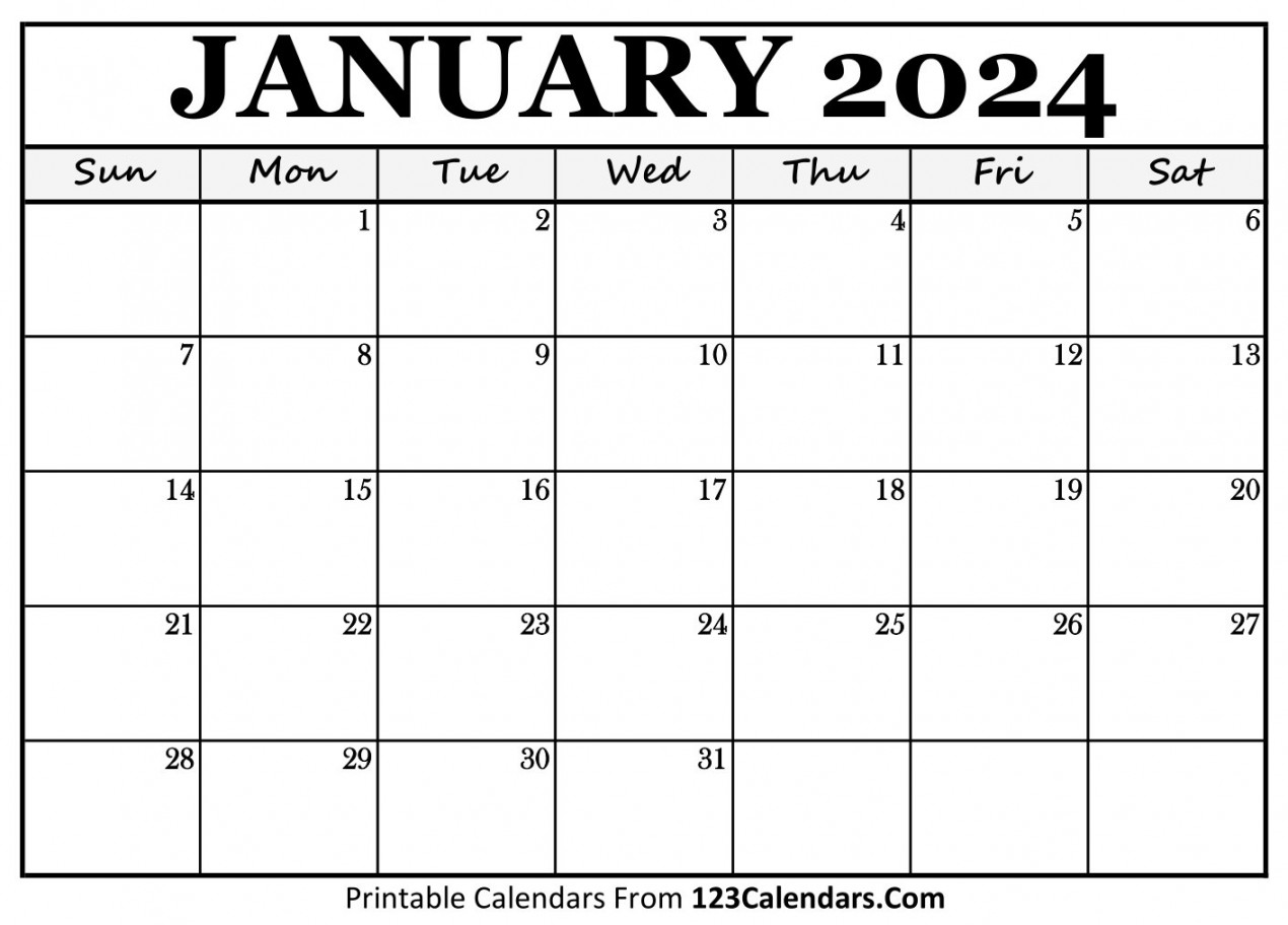 Printable January  Calendar Templates - Calendars