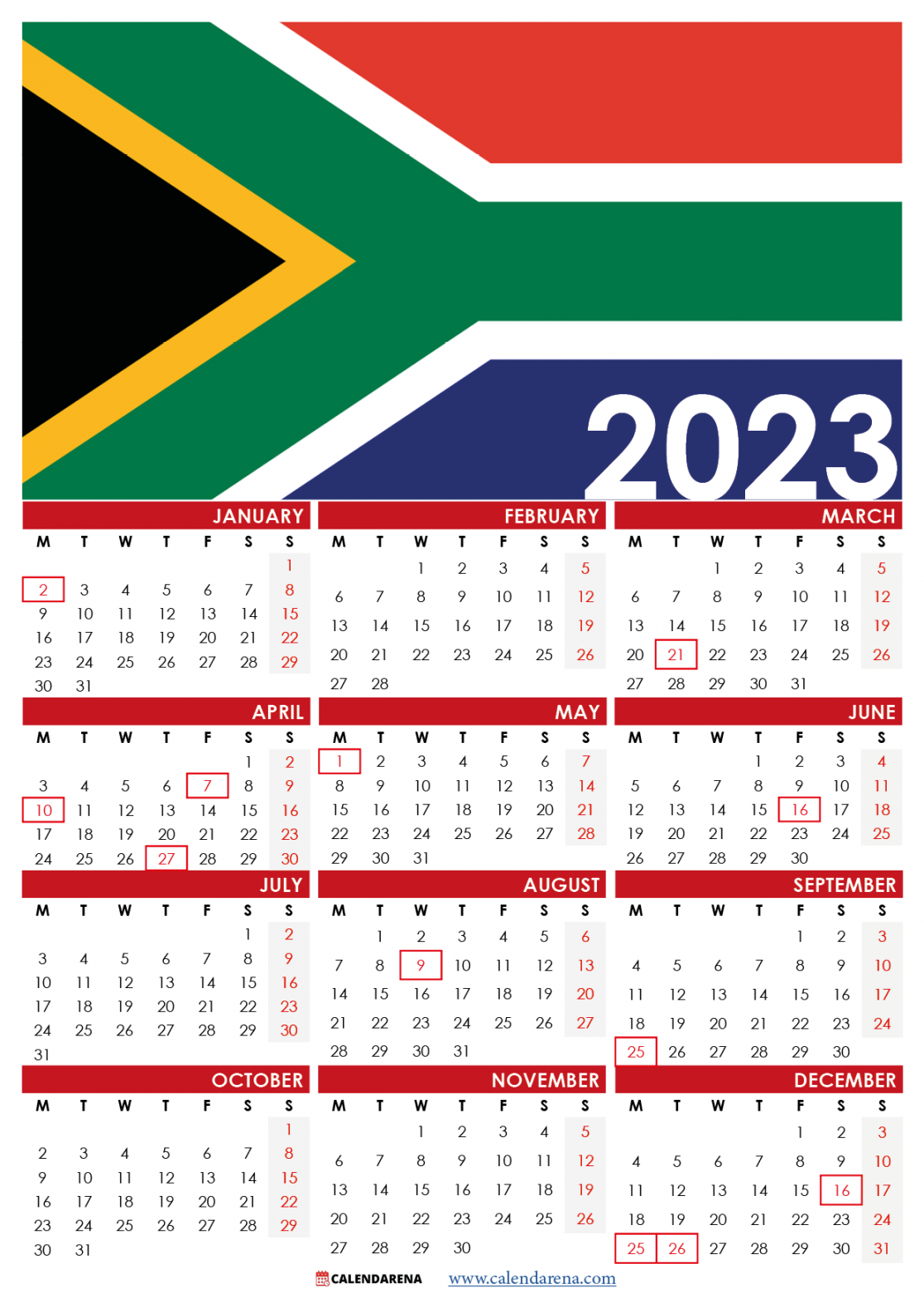 south africa calendar with holidays printable 0