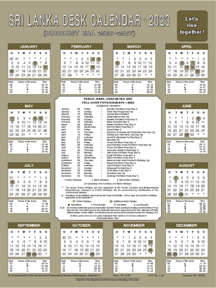 Sri Lanka Desk Calendar  English  PDF  Religious Holidays