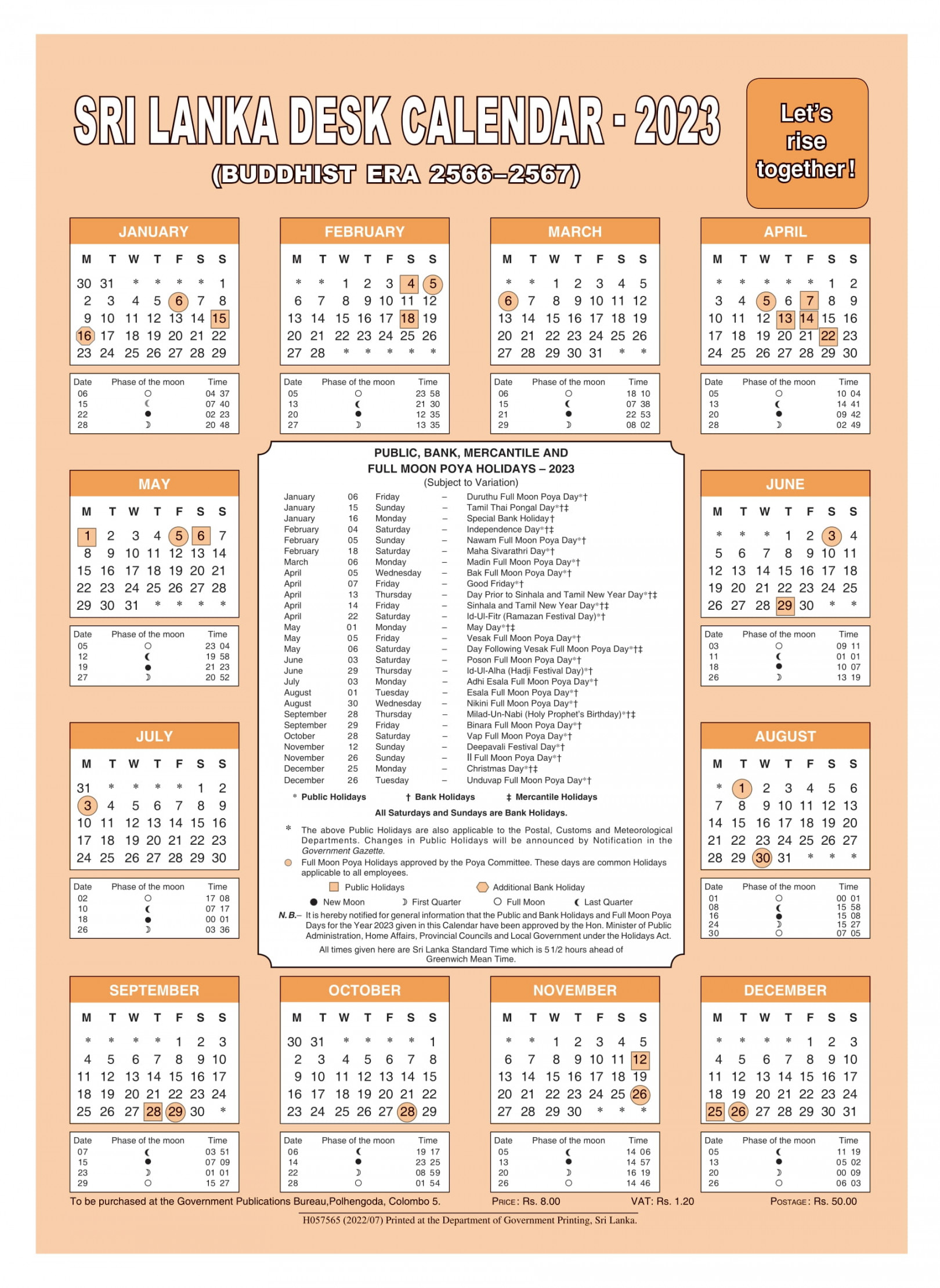 Sri Lanka Desk Calendar  - Teacher