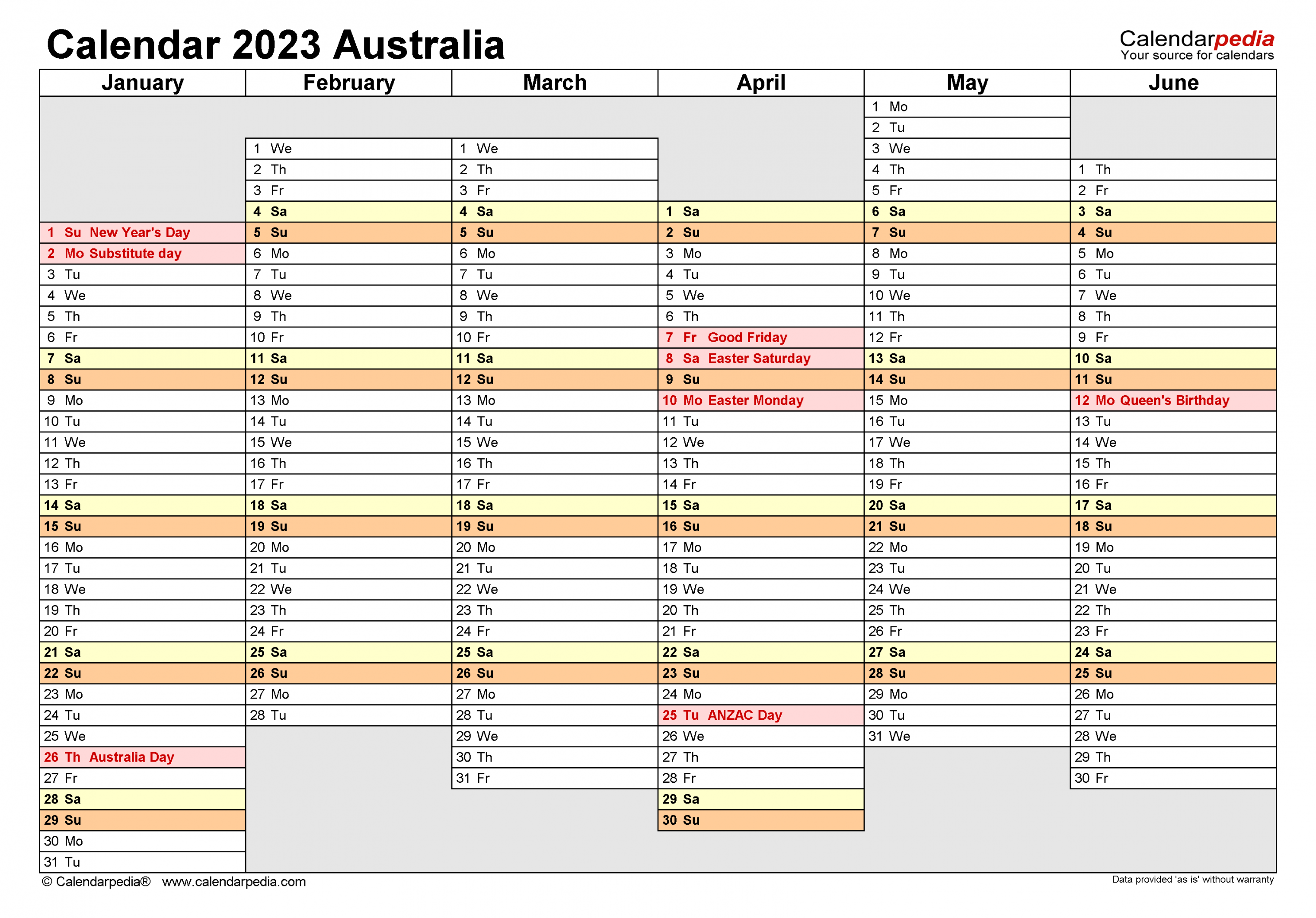 australia calendar free printable pdf templates 2