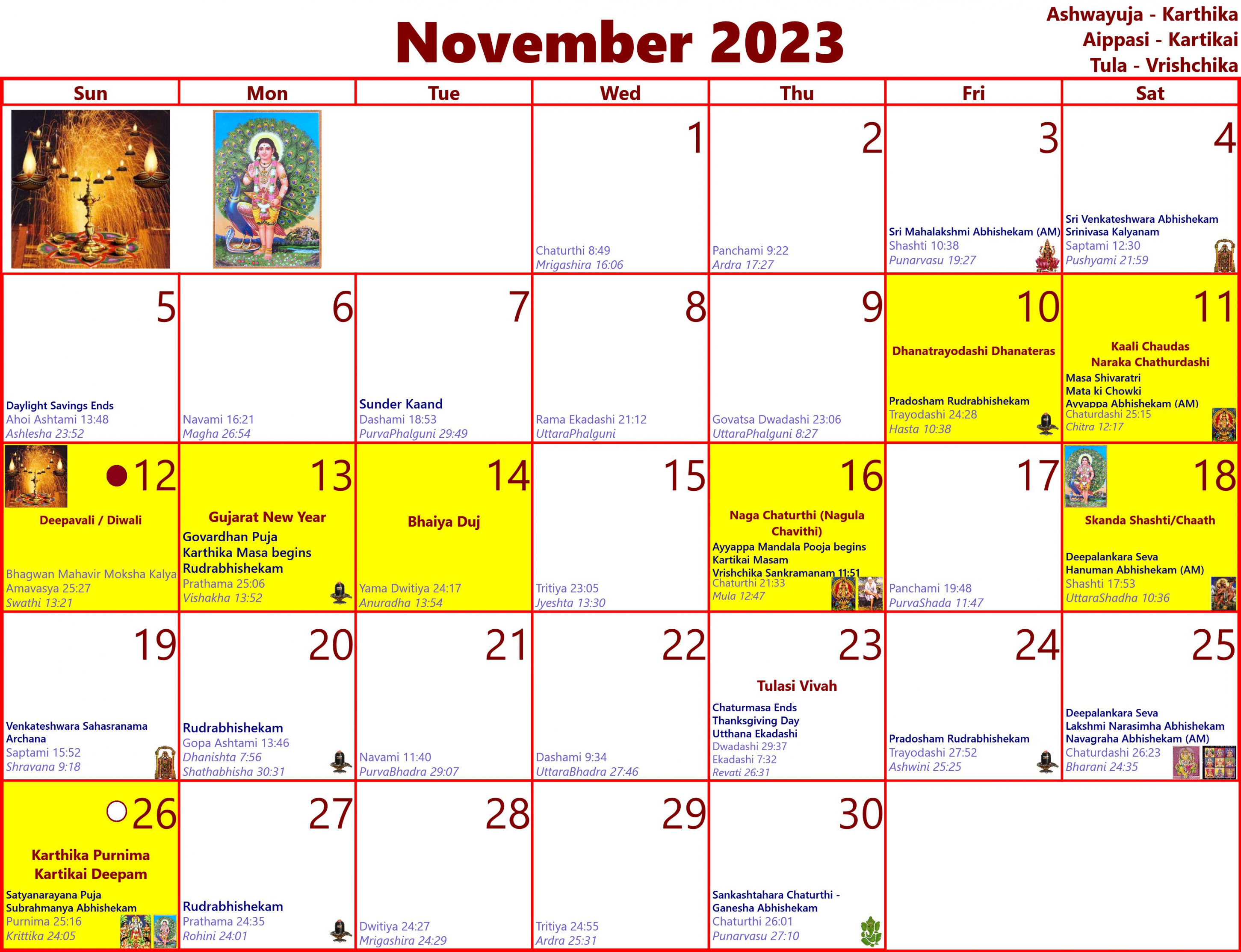 Calendar - Hindu Temple & Cultural Center, Bothell, WA