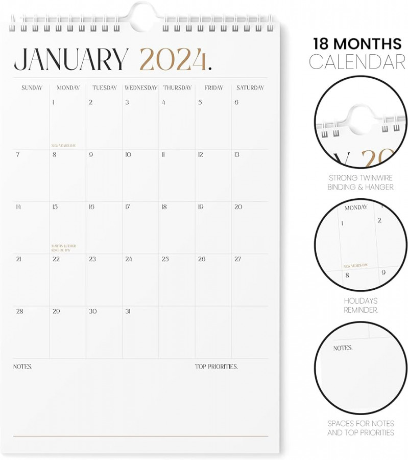 Calendar  - Vertical x  Wall Calendar Runs Until June  -  Easy Planning with the  Calendar - Aesthetic Wall Calendar -