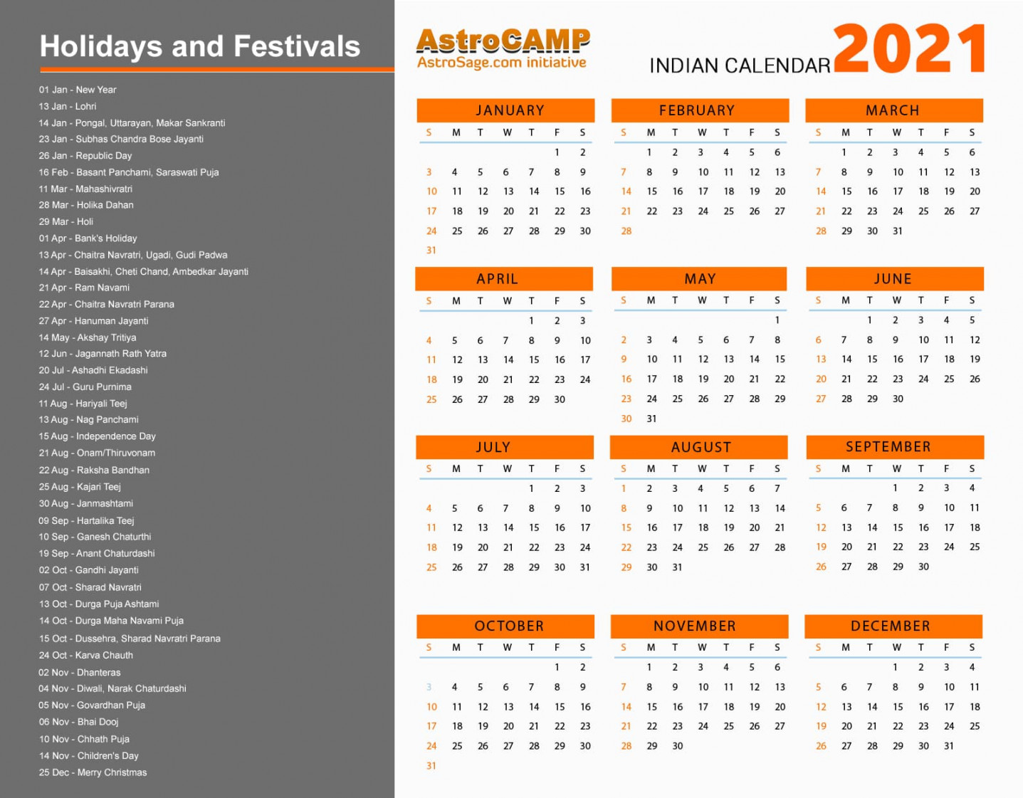Calendar: Year  Calendar, Holidays & Festivals