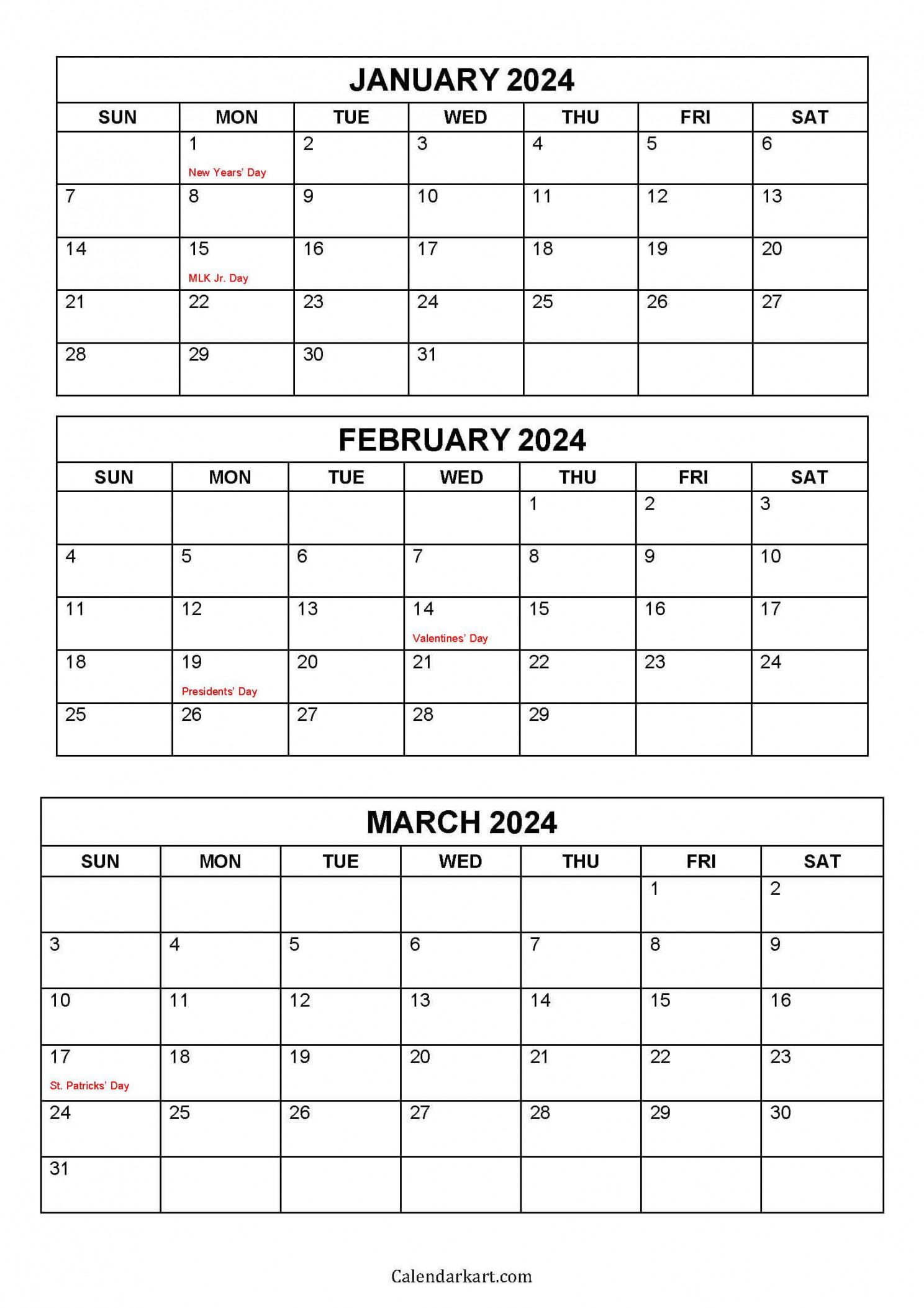 free printable january to march calendar calendarkart