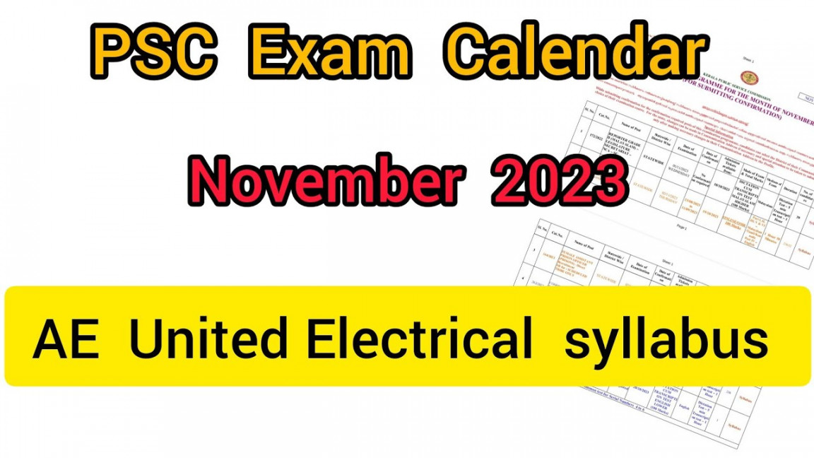 Kerala PSC Exam Calendar  November   AE United Electricals