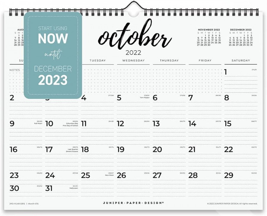 - Monthly Calendar - Use Until December  - Black