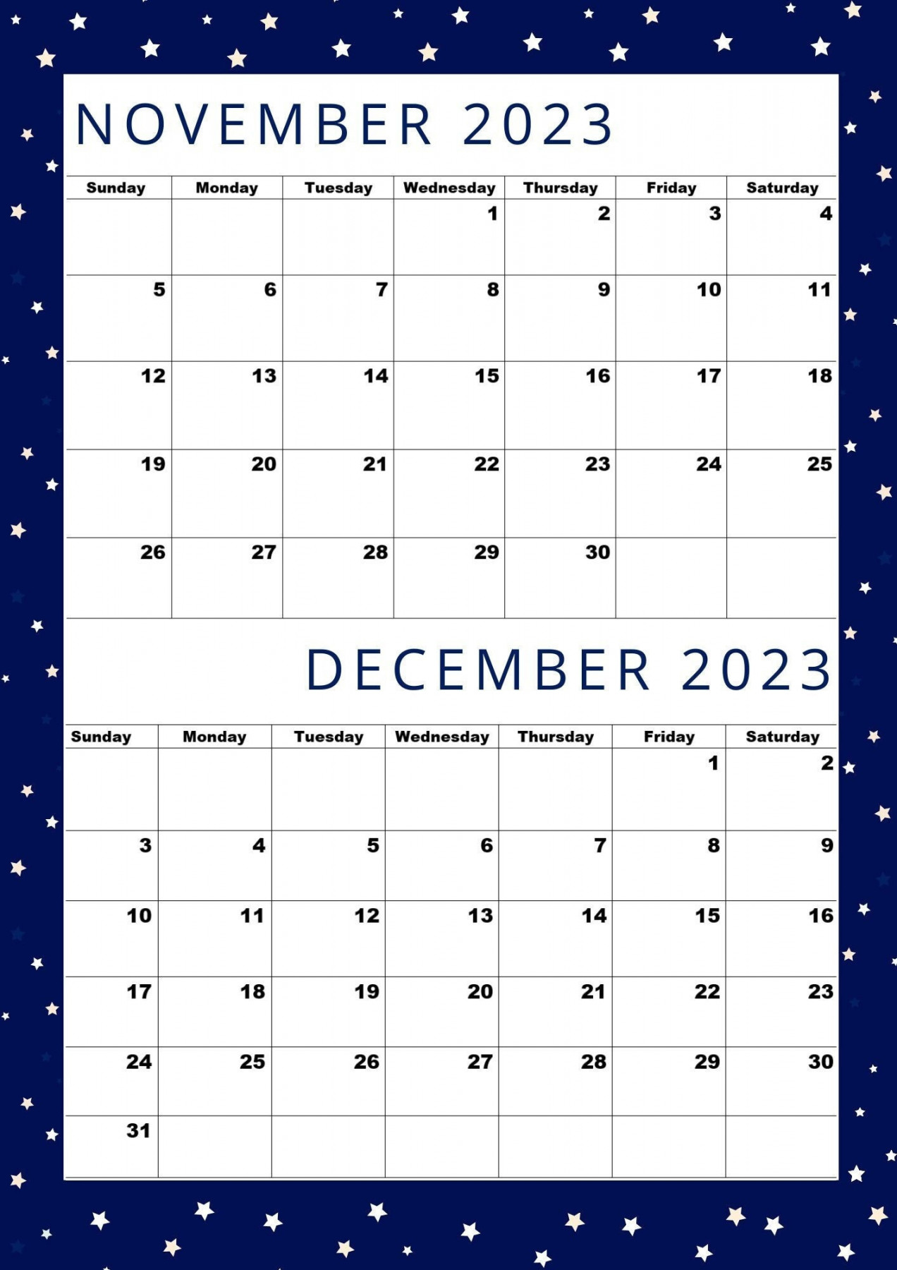 November  Calendar, December  Calendar,a Size,pdf