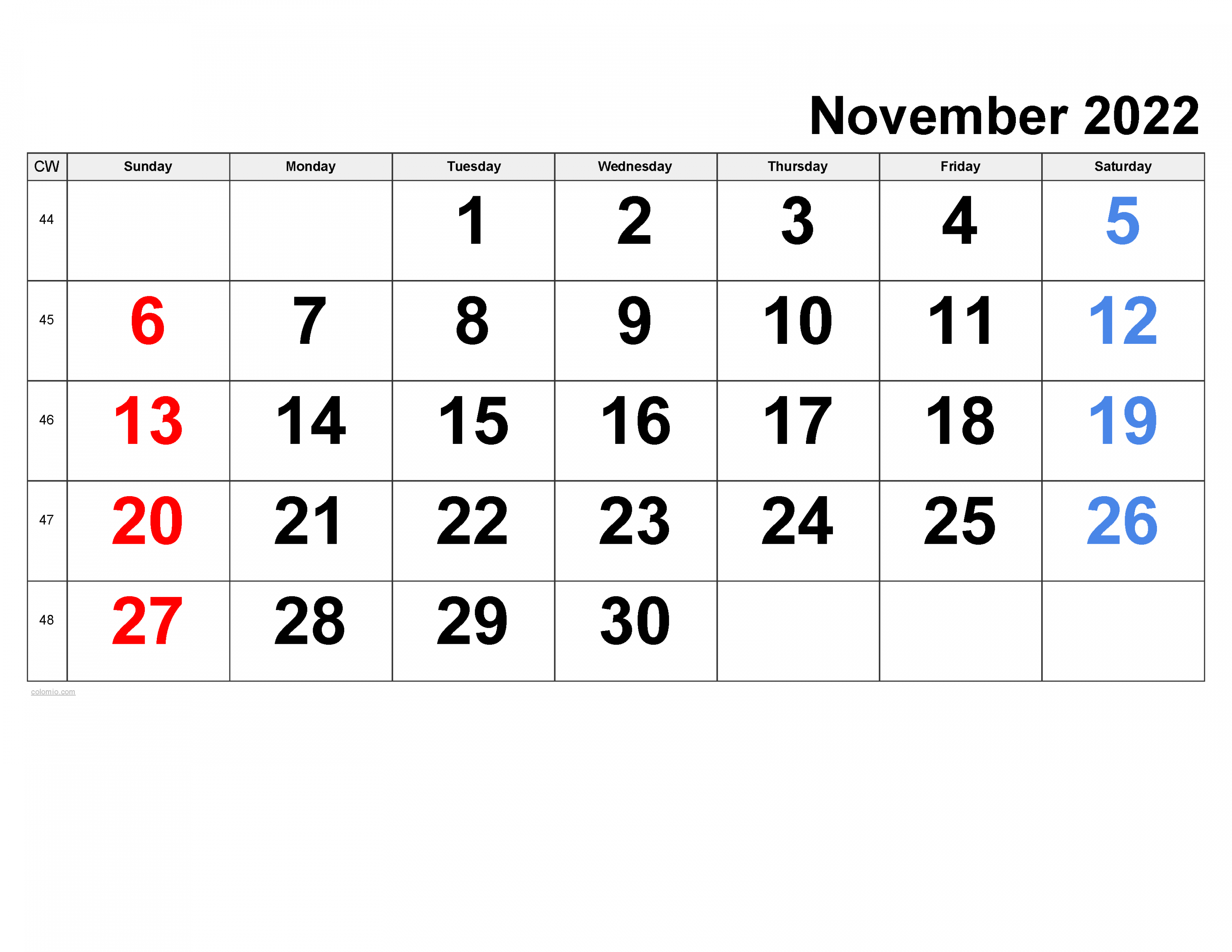 november calendar free printable pdf xls and png 0