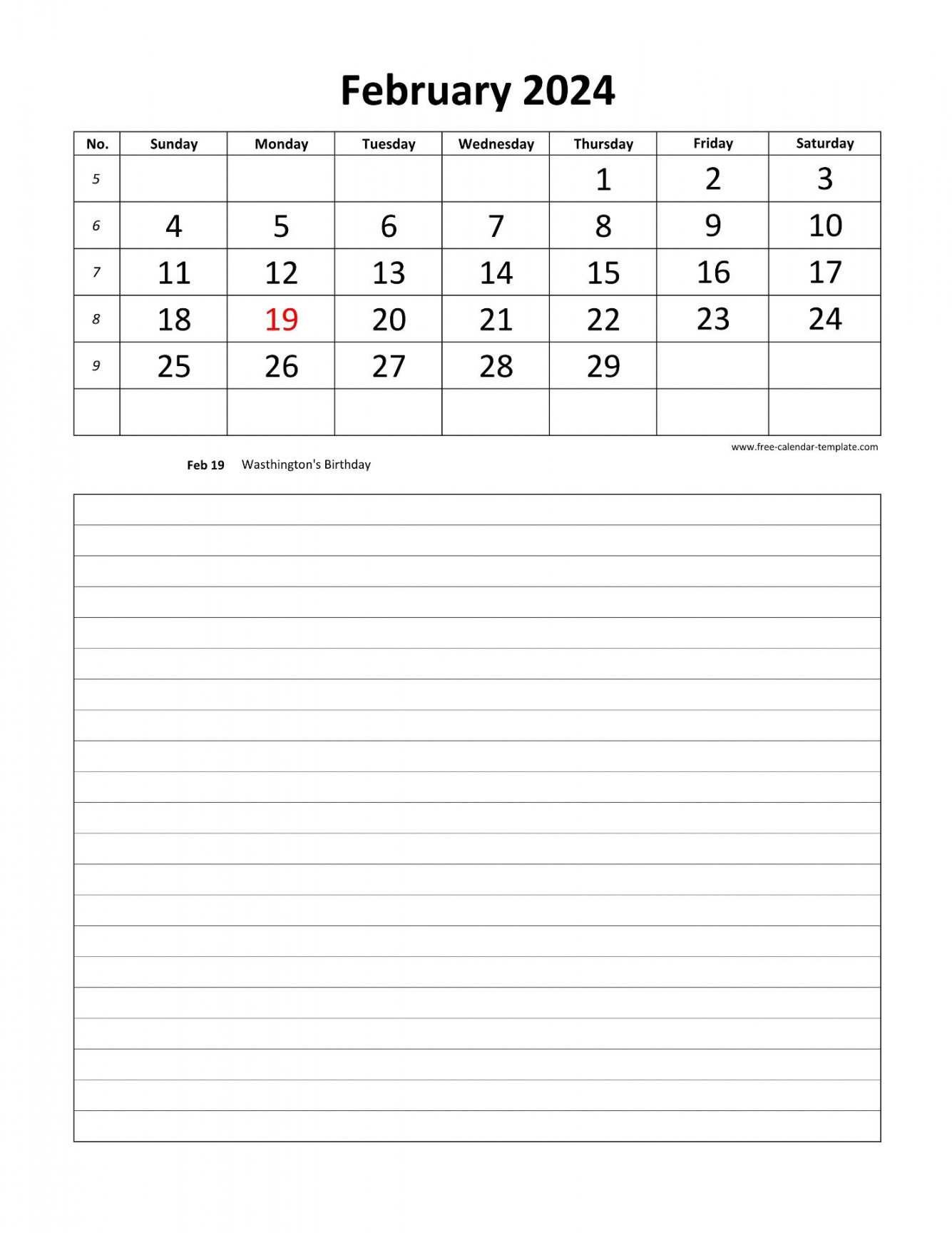 printable february calendar grid lines for daily notes