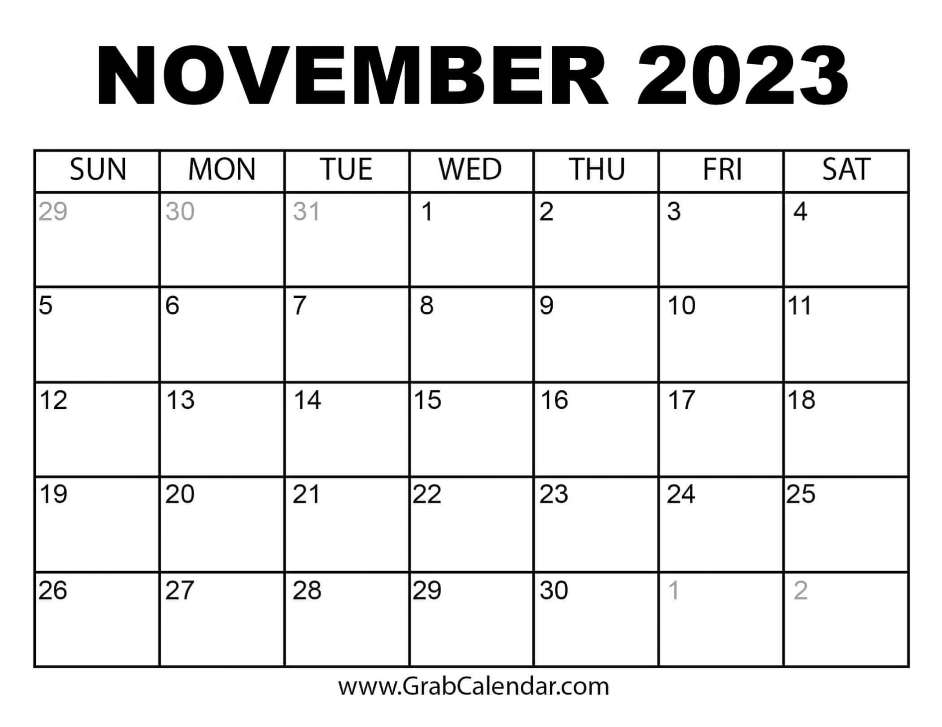 Printable November  Calendar