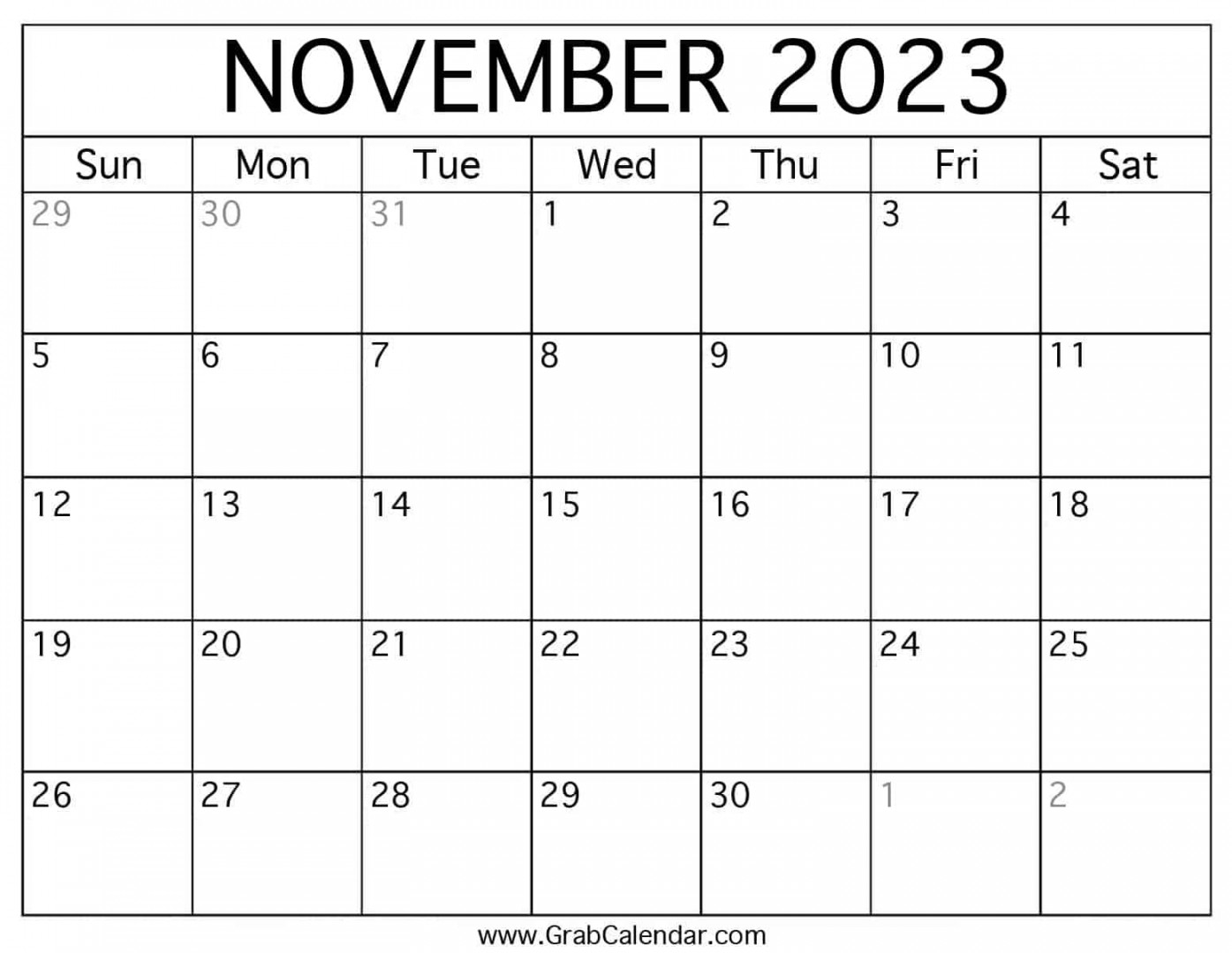 Printable November  Calendar