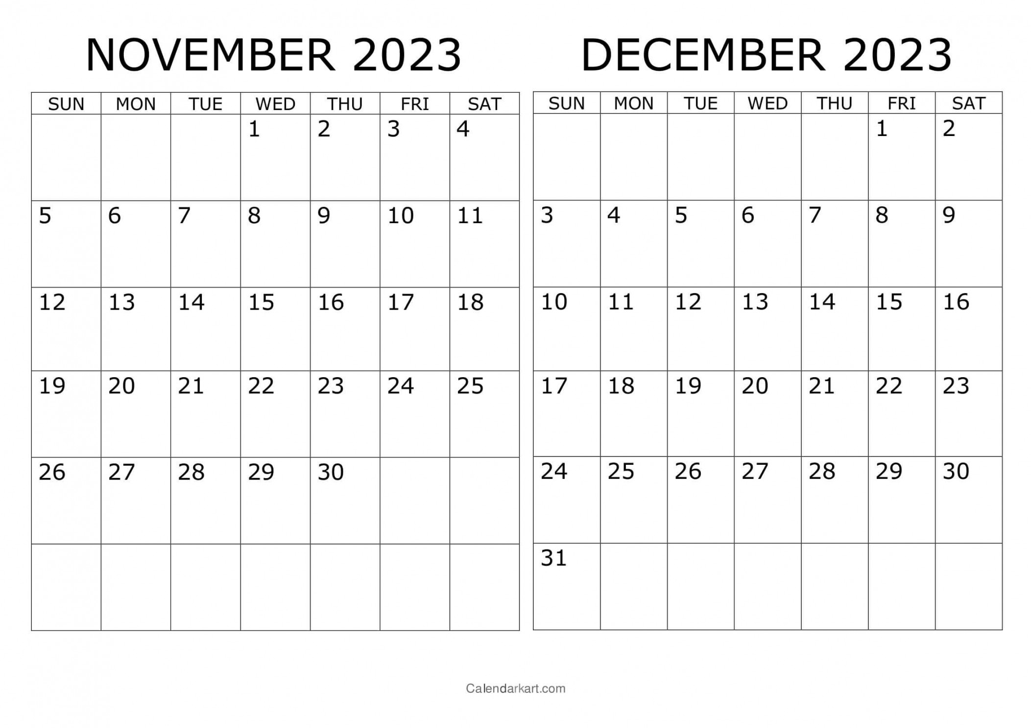 Printable November December  Calendar (th Bi-monthly