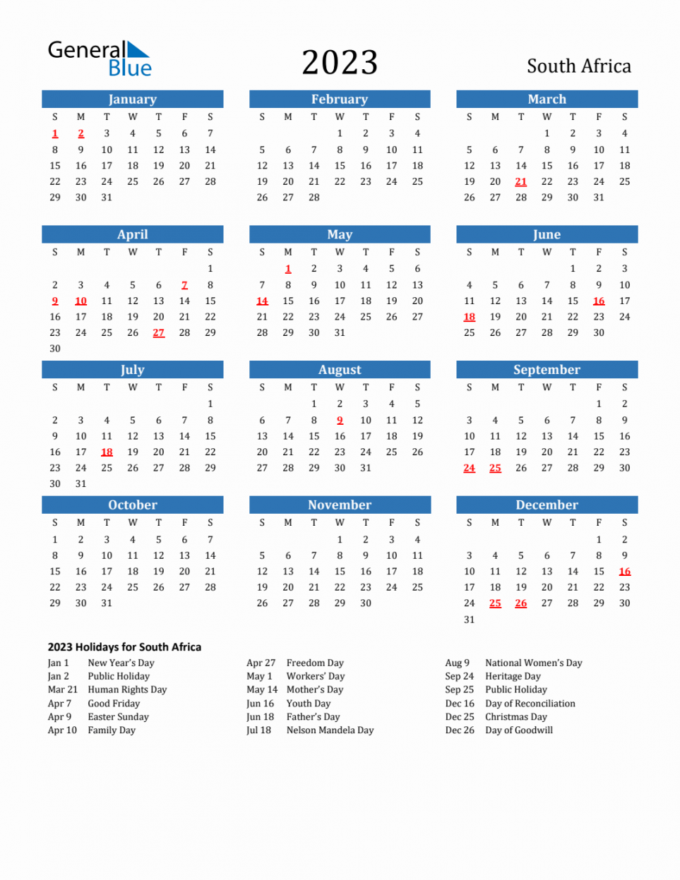 south africa calendar with holidays 0