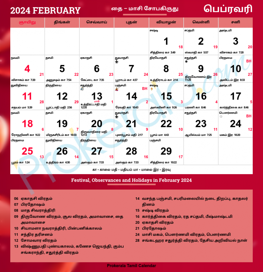 Tamil Calendar , February