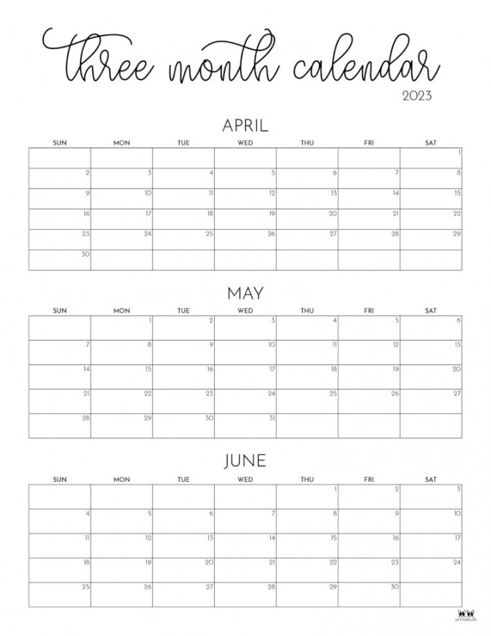 Three Month/Quarterly Calendars -  FREE Calendars  Printabulls
