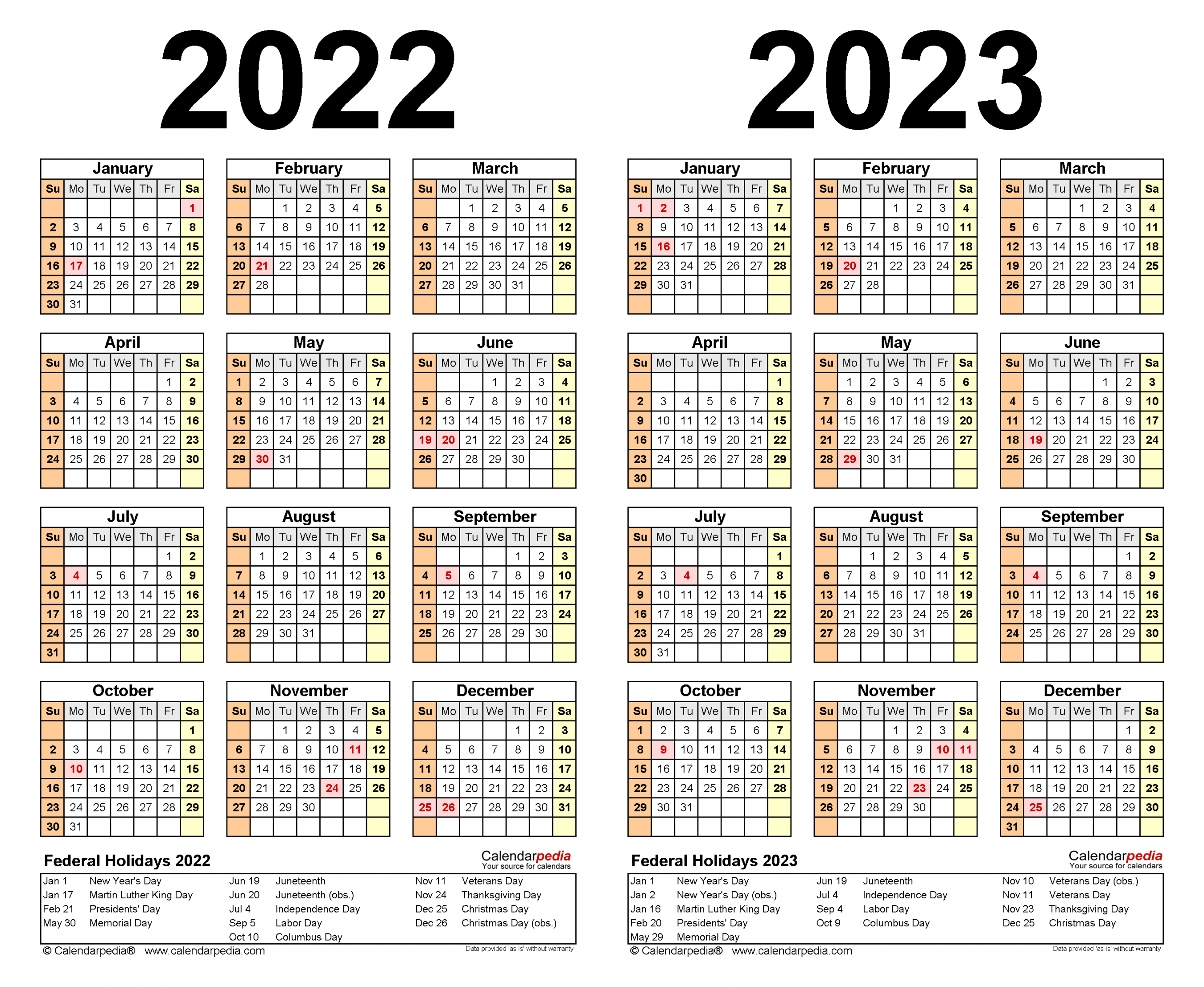 - Two Year Calendar - Free Printable PDF Templates