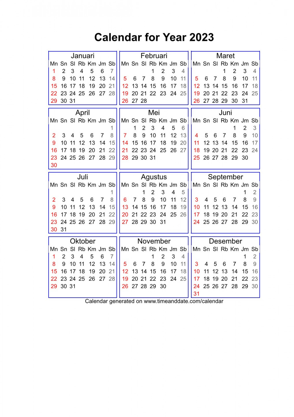Year  Calendar – Indonesia Pages - - Flip PDF Download