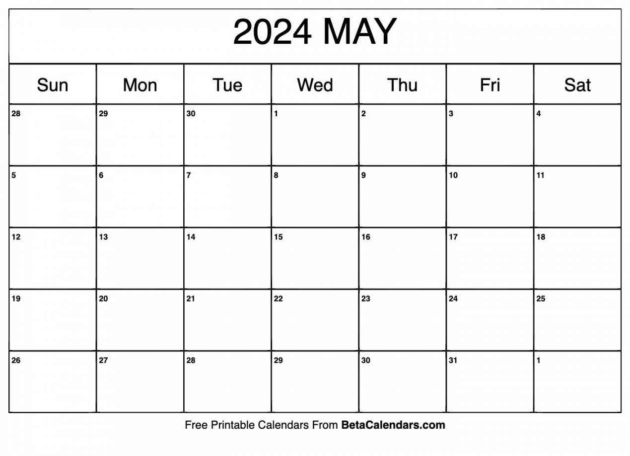 Free Printable May  Calendar