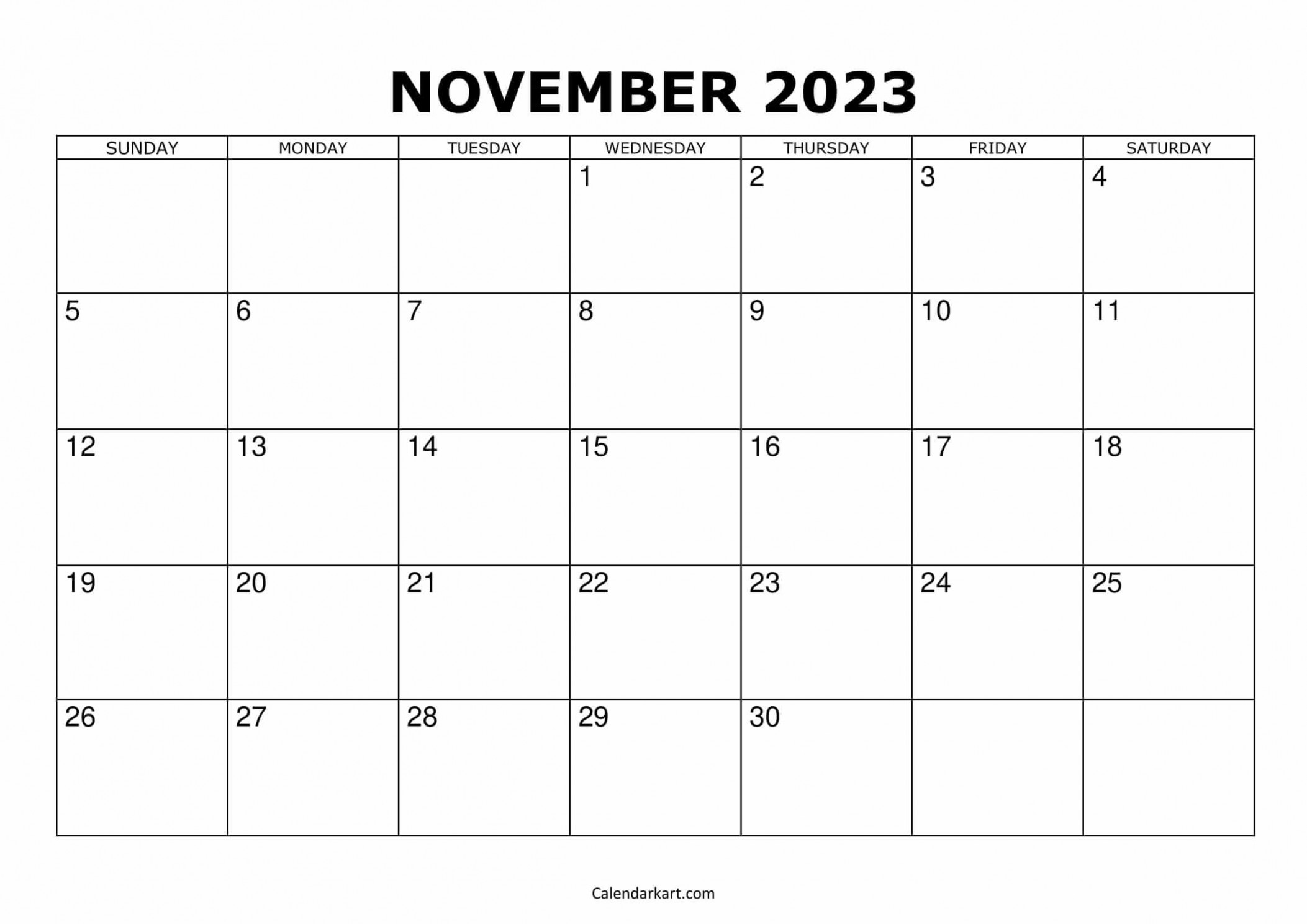 Free Printable November  Calendars - CalendarKart