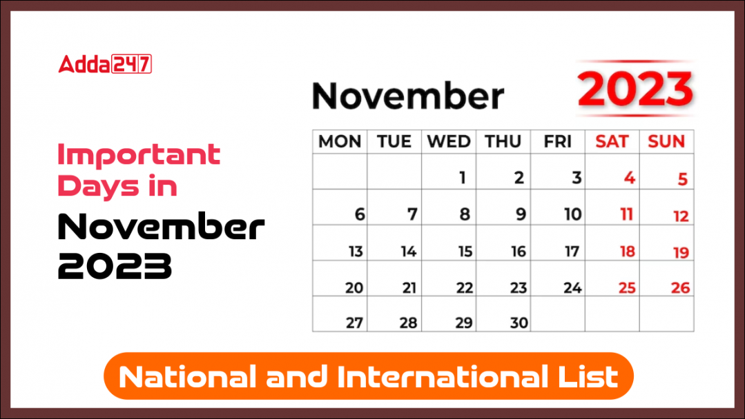 List Of Important Days In November , National and International