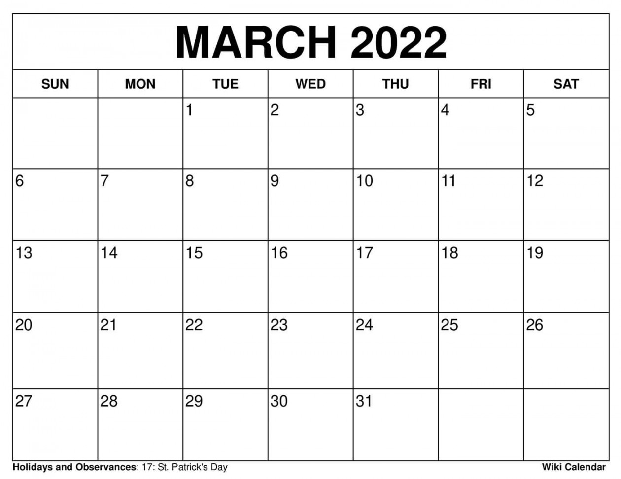 Printable March  Calendar Templates With Holidays