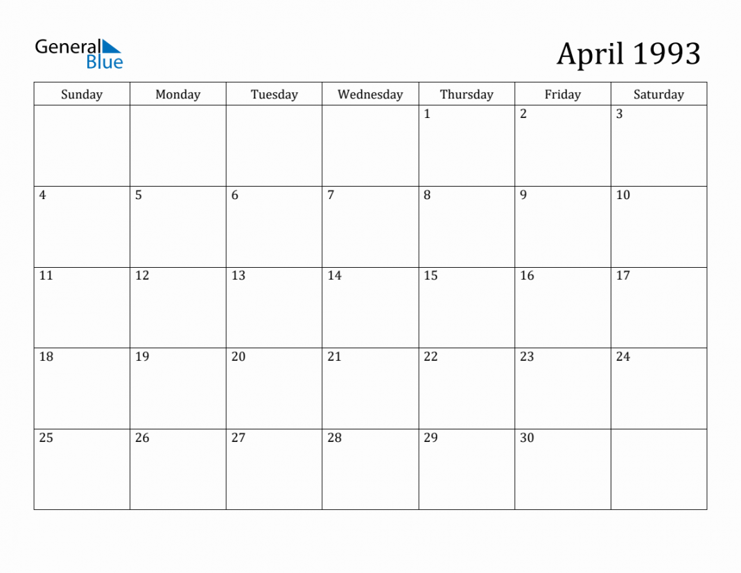 April  Monthly Calendar